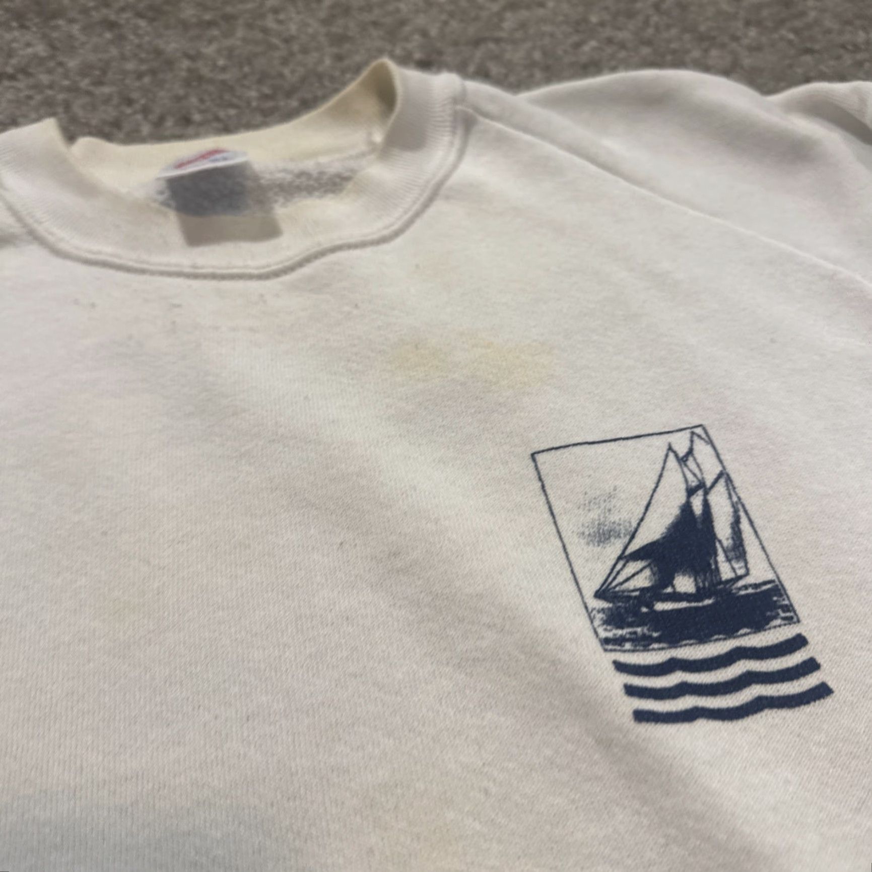 Jerzees VINTAGE 90s Sailboat Sail Art Nautical White Jerzees Crewneck Sweatshirt XL Men Pullover Size US XL / EU 56 / 4 - 4 Thumbnail