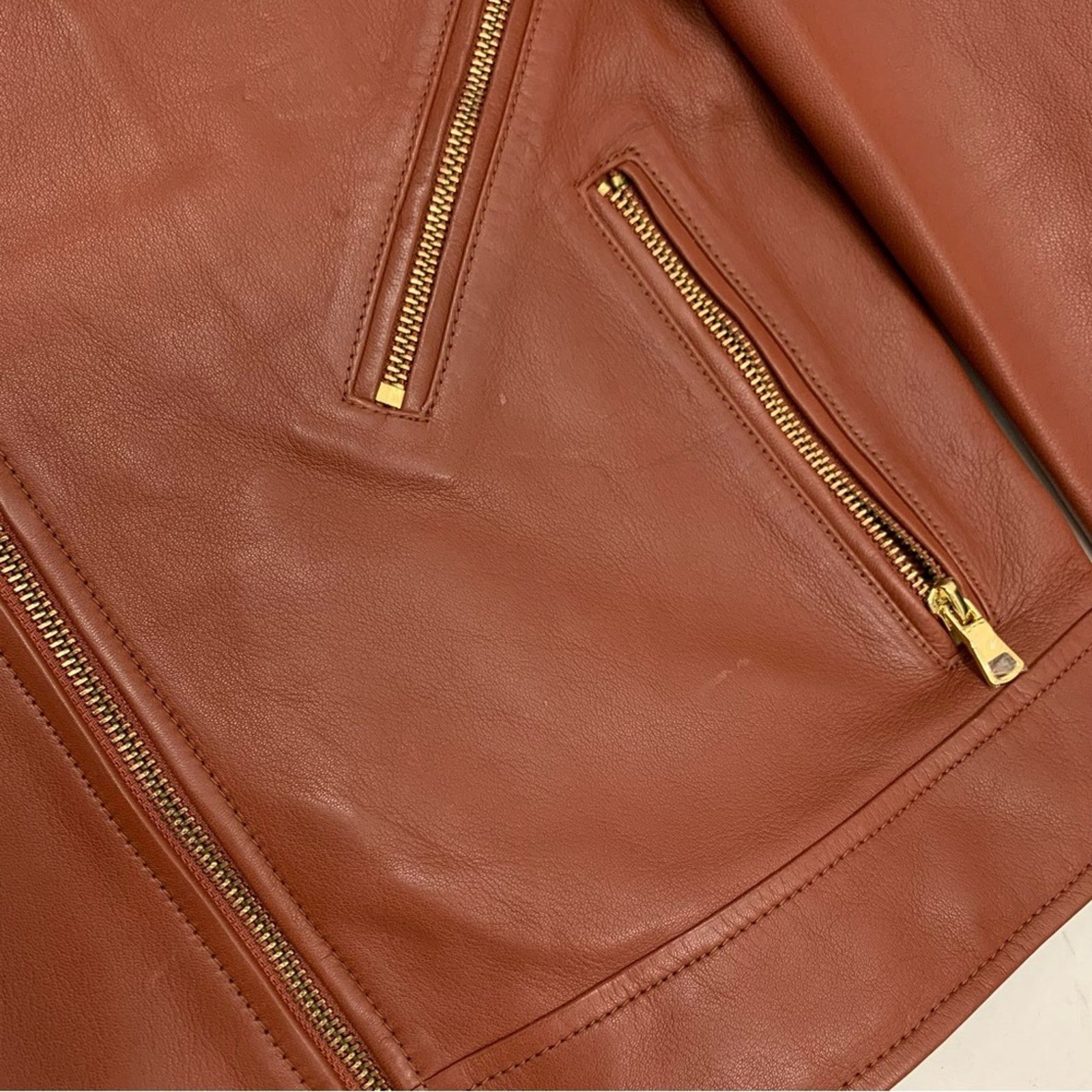 7 For All Mankind 7 For All Mankind Leather Puff Sleeve Moto Jacket in Spice Size S / US 4 / IT 40 - 9 Thumbnail