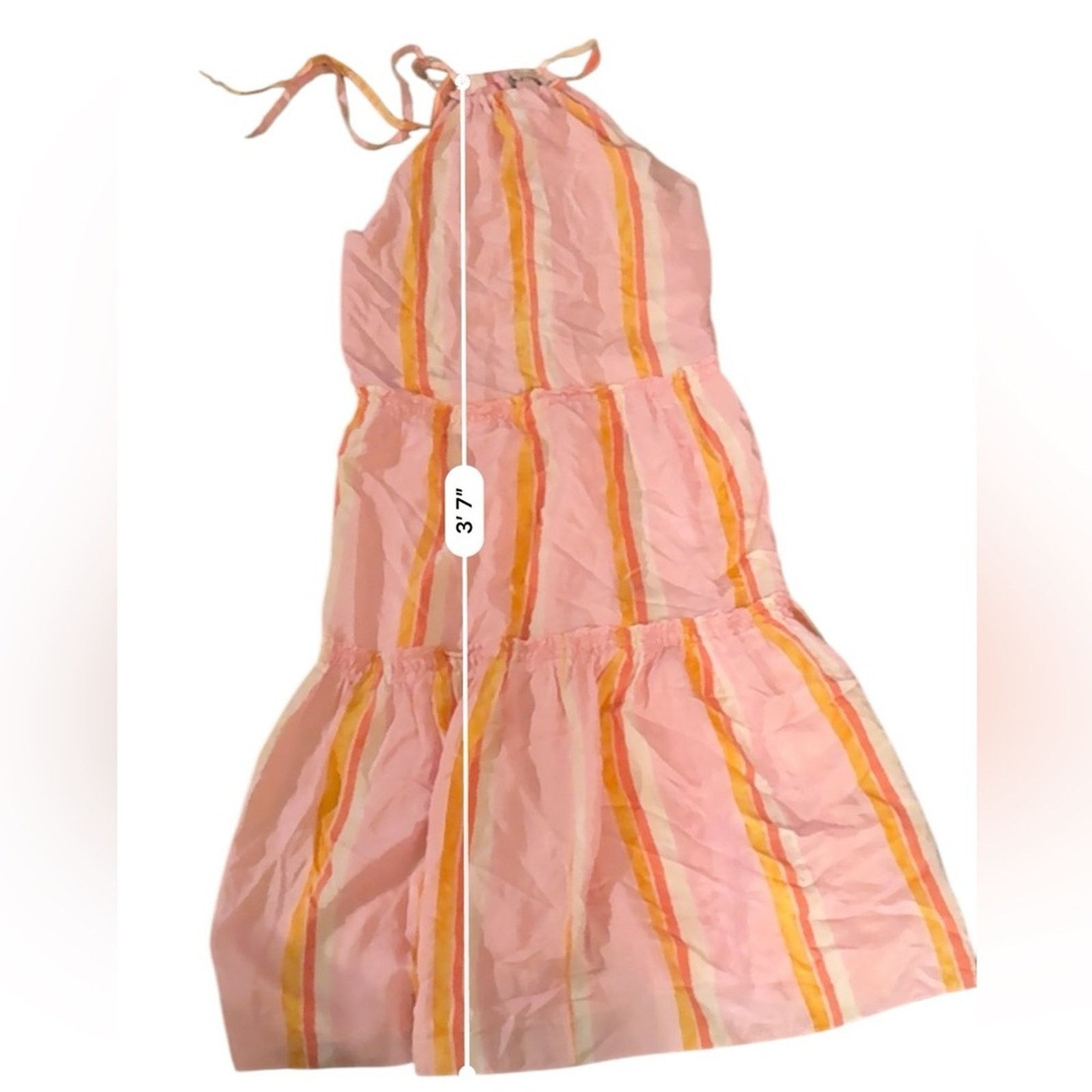 Club Monaco Club Monaco Amirra Silk Pink Multi Stripe Tiered Midi Dress |  Grailed