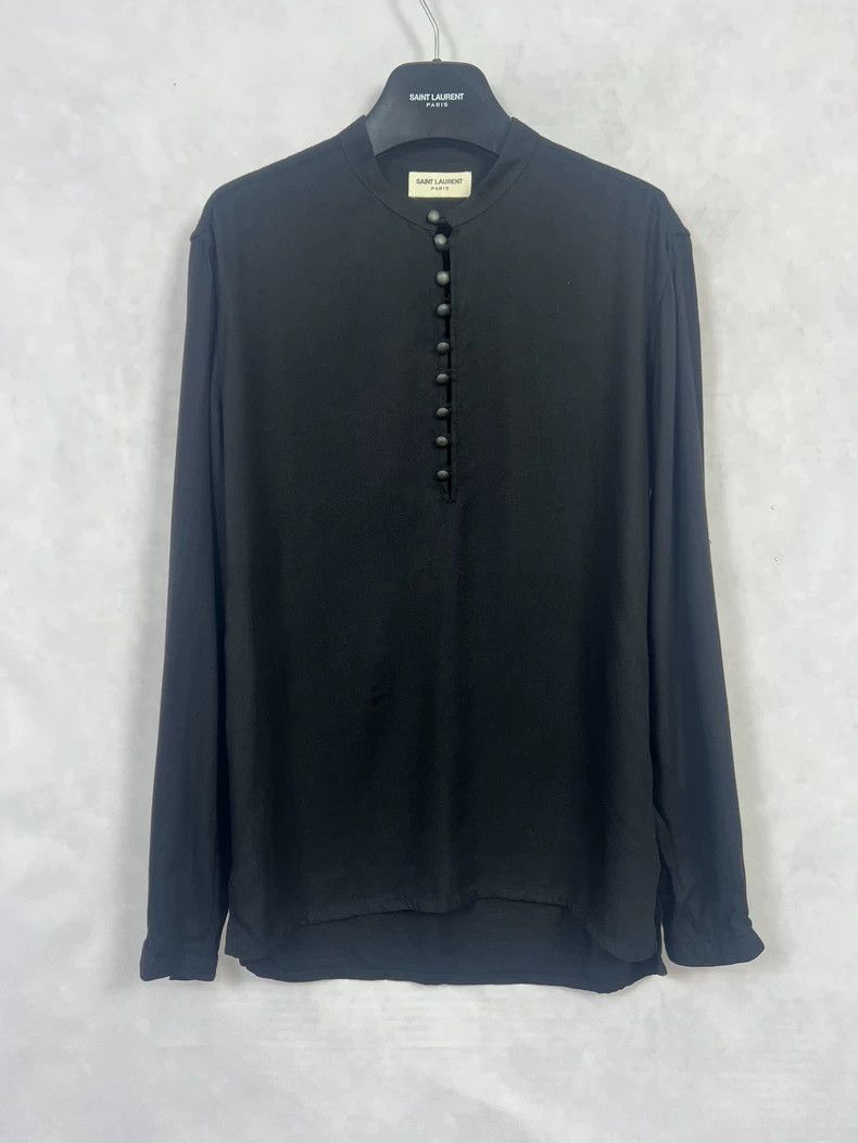 Saint Laurent Paris Saint Laurent Black Henry Collar Shirt - dmc Size US M / EU 48-50 / 2 - 1 Thumbnail