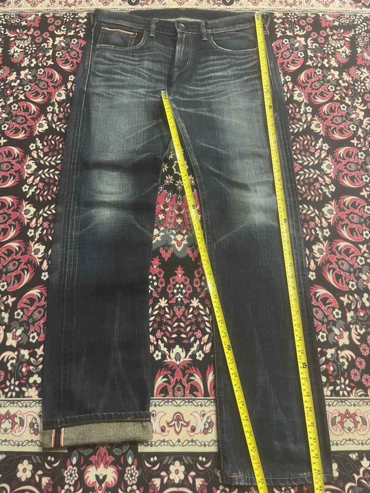 Edwin Edwin 505XX Dark Blue Whisker Buckle Back Selvedge Jeans Size US 33 - 13 Thumbnail