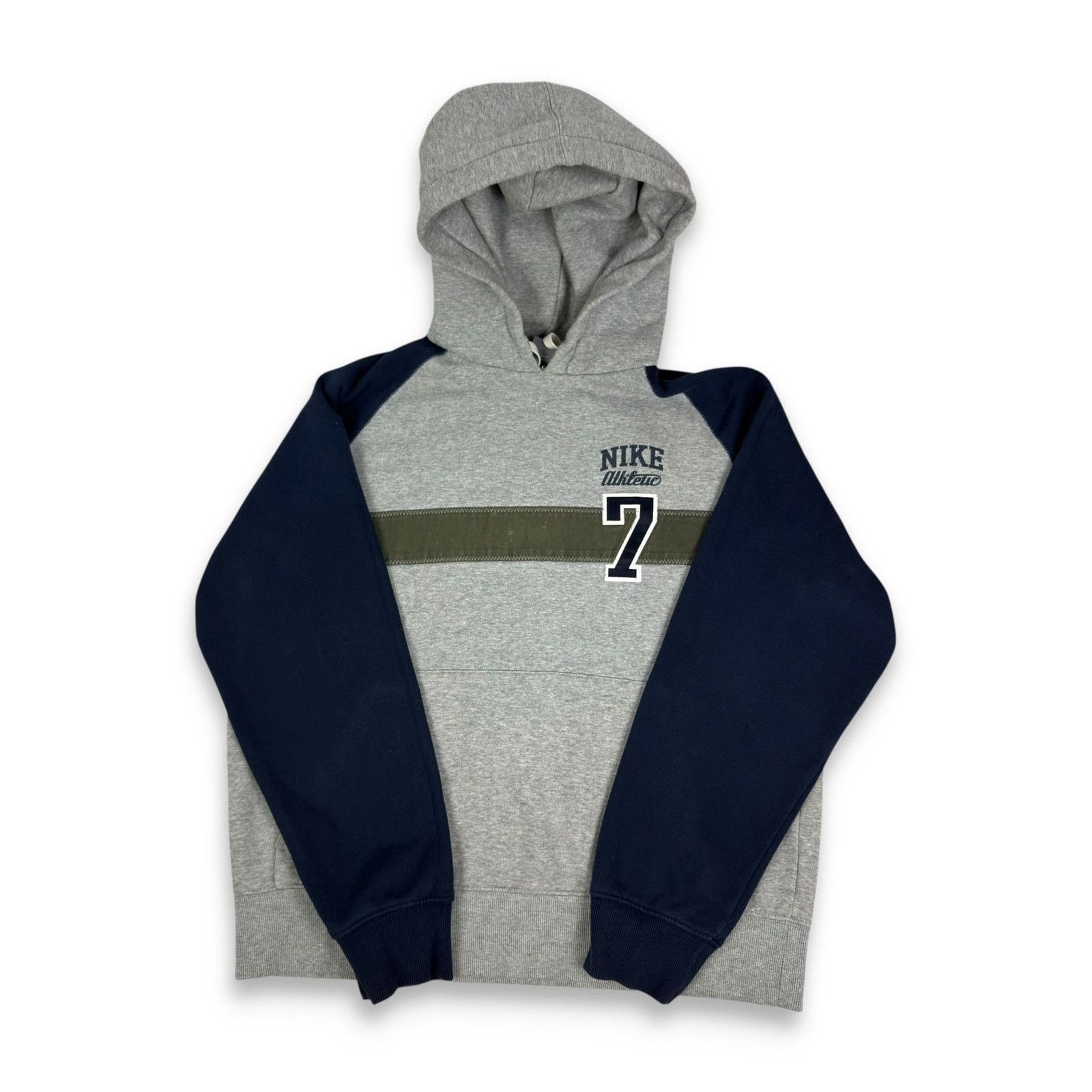 Nike Nike Men's Gray Blue Spellout Fleece Lined Pullover Hoodie L Size US L / EU 52-54 / 3 - 1 Thumbnail