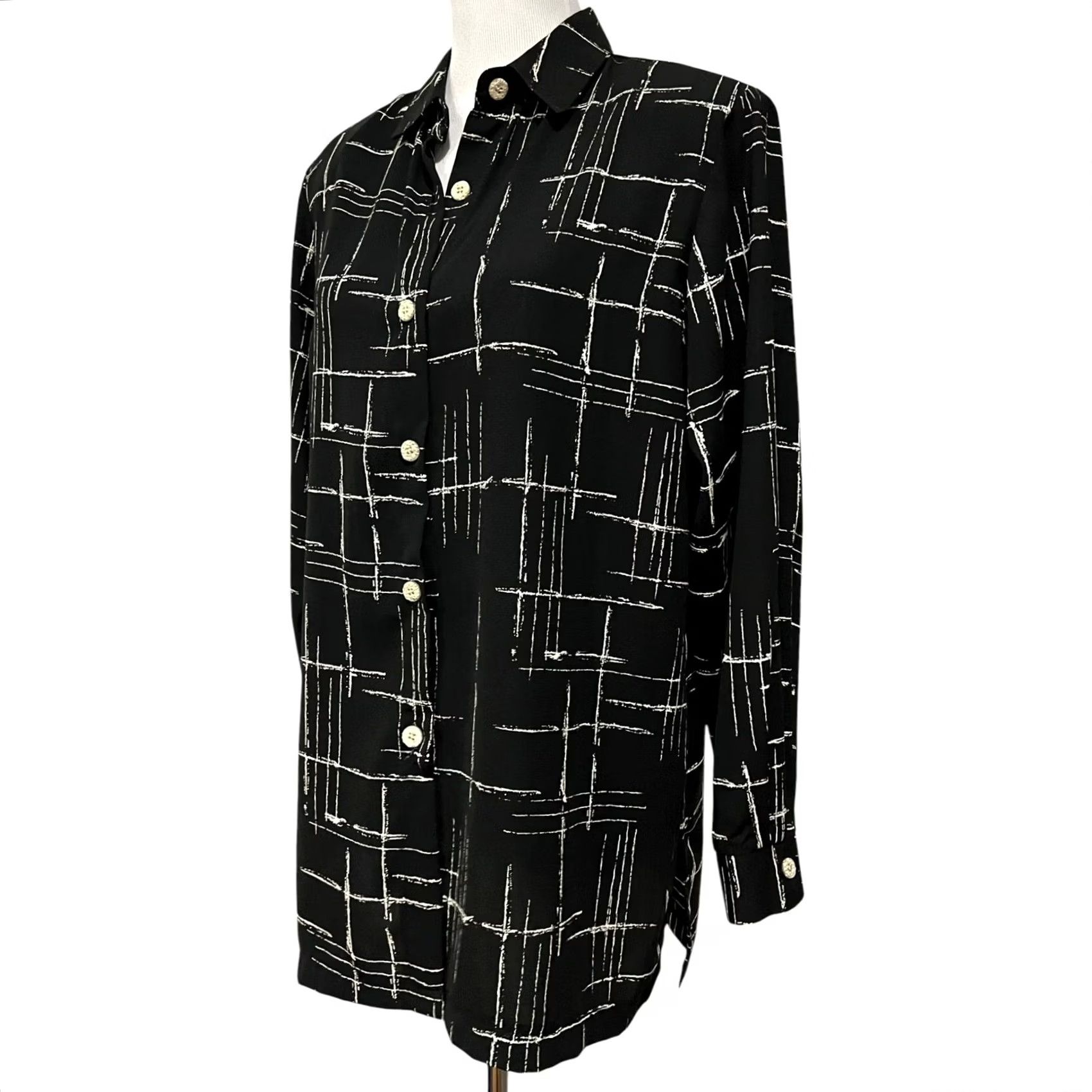 Vintage VINTAGE Jones Of Dallas Womens Button-Up Top Blouse 90s 80s Black Sz 14 Size XL / US 12-14 / IT 48-50 - 3 Thumbnail