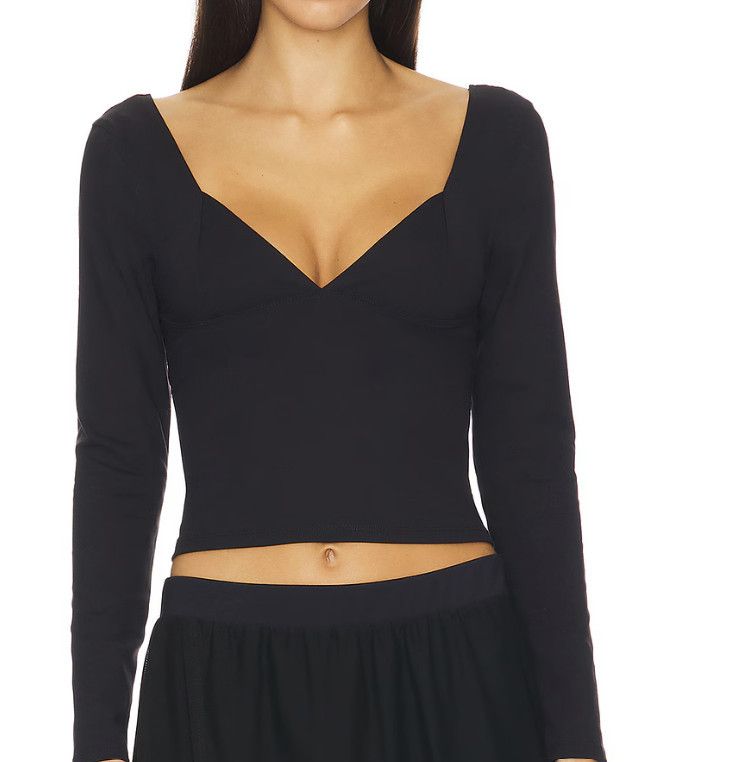Free People Free People Duo Corset Long Sleeve Top Black ( S ) Size S / US 4 / IT 40 - 1 Thumbnail