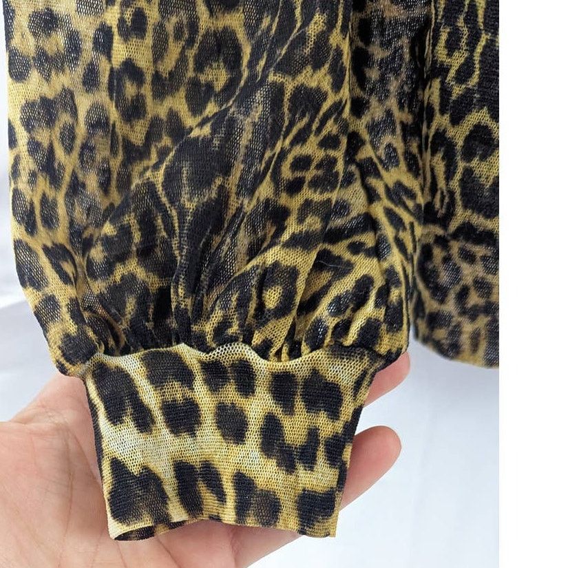 Jean Paul Gaultier Vtg 90's JP Gaultier Soleil FUZZI Leopard Mesh Ruffled Top L Size L / US 10 / IT 46 - 5 Thumbnail
