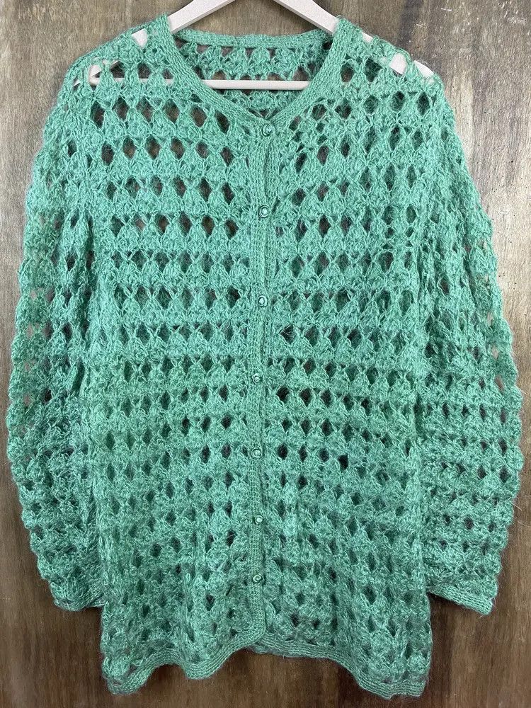 Vintage DL Japan Homespun green crochet Knitwear #Z025 Size US XL / EU 56 / 4 - 2 Thumbnail