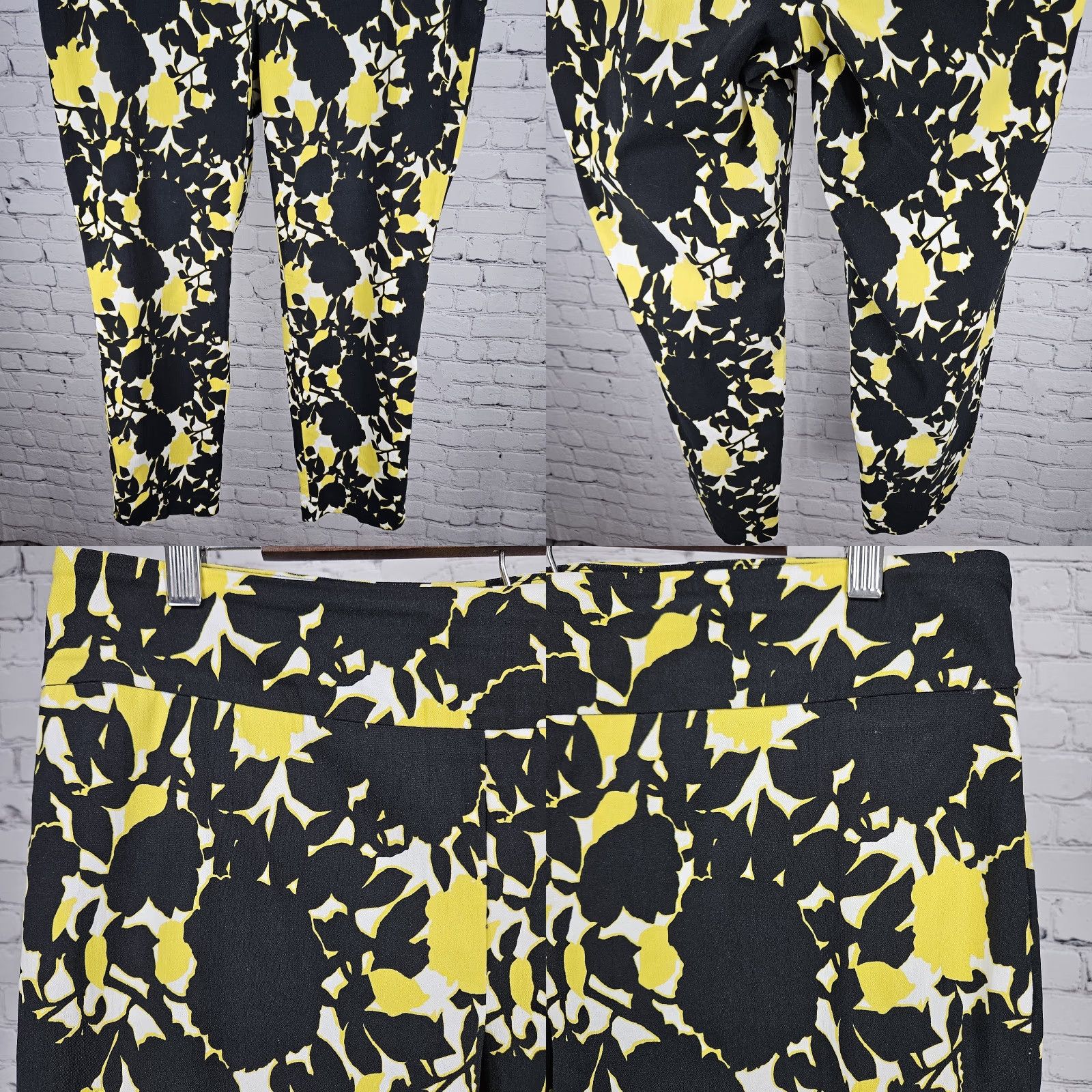 Soft Surroundings Soft Surroundings Pants Floral Mid Rise Pull On Large Black White Yellow Casual Workwear Travel Womens Size 36" / US 14 / IT 50 - 8 Thumbnail