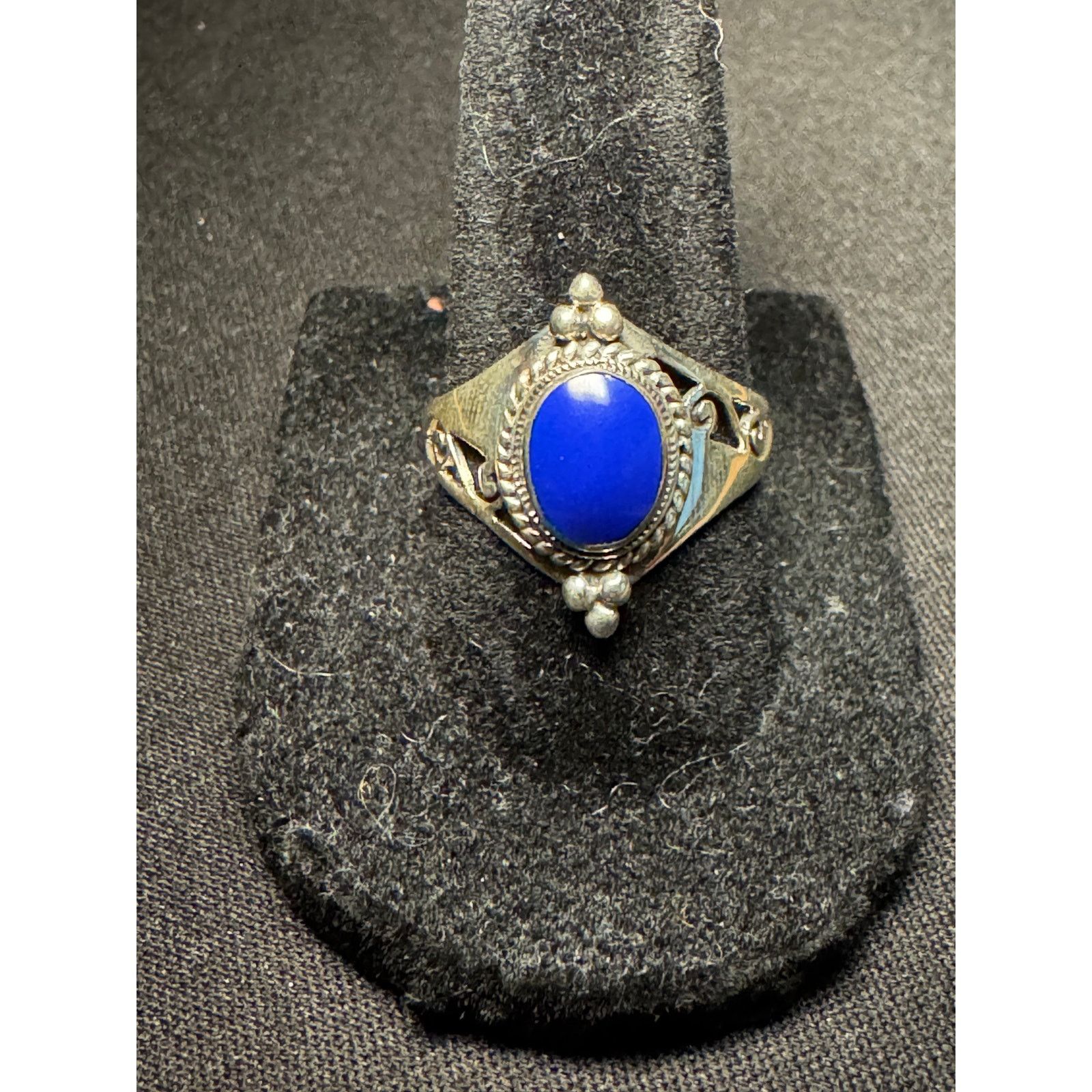 Other 925 Sterling Silver Lapis Size 8 Filagree Ring Size ONE SIZE - 2 Thumbnail