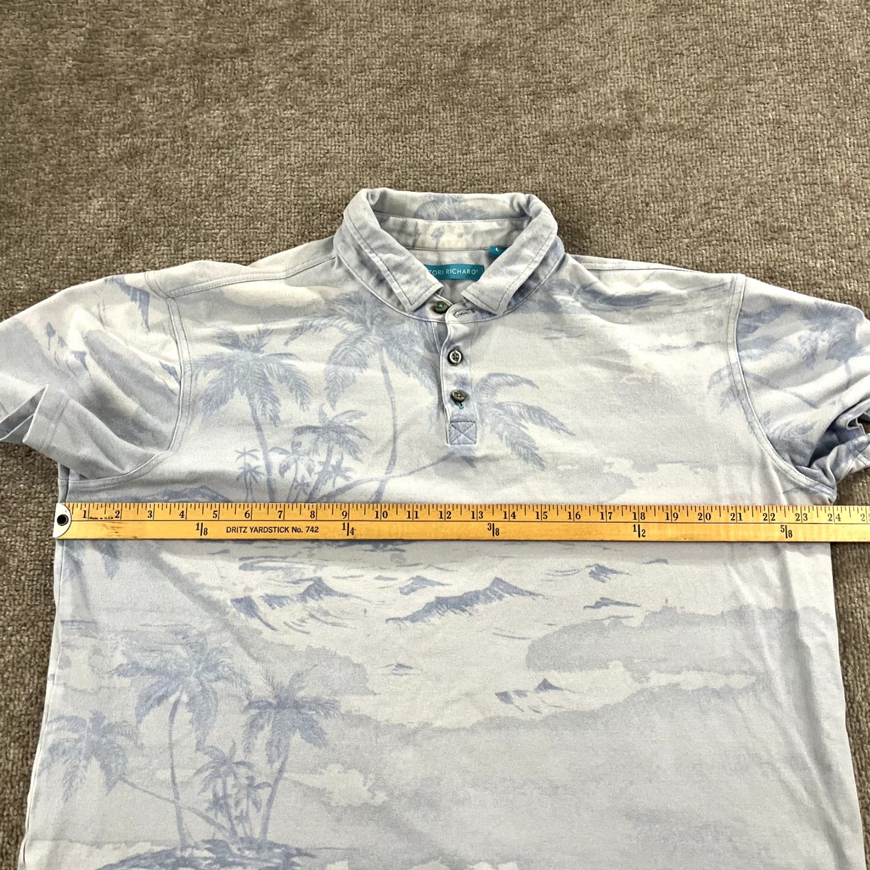 Tori Richard TORI RICHARD Polo Shirt Mens Large Blue Palm Tree Floral Hawaiian Short Sleeve Shirts Polo, Blue, Floral, Hawaiian, Men's Large, Short Sleeve Size US L / EU 52-54 / 3 - 4 Thumbnail