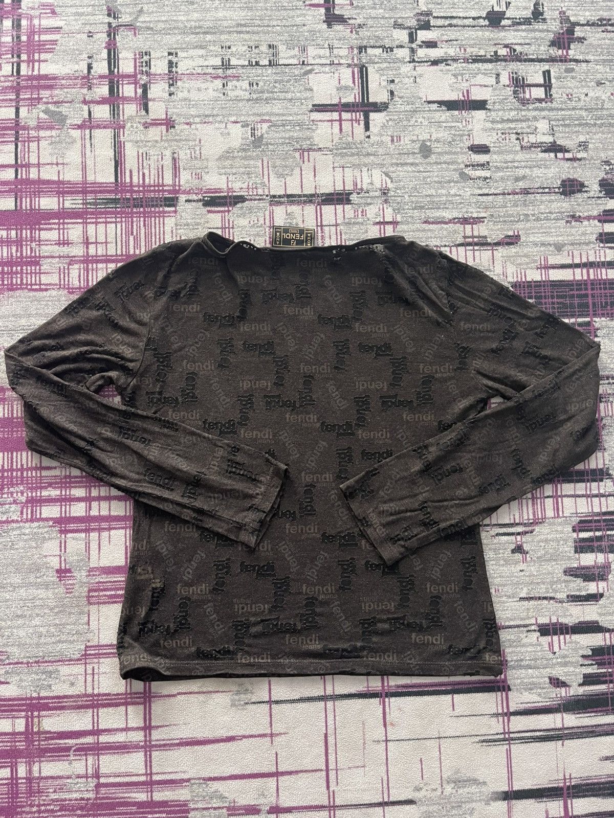 Fendi VTG Y2K FENDI BROWN TISSUE SHER LOGO TOP BLOUSE VERY RARE Size M / US 6-8 / IT 42-44 - 2 Thumbnail