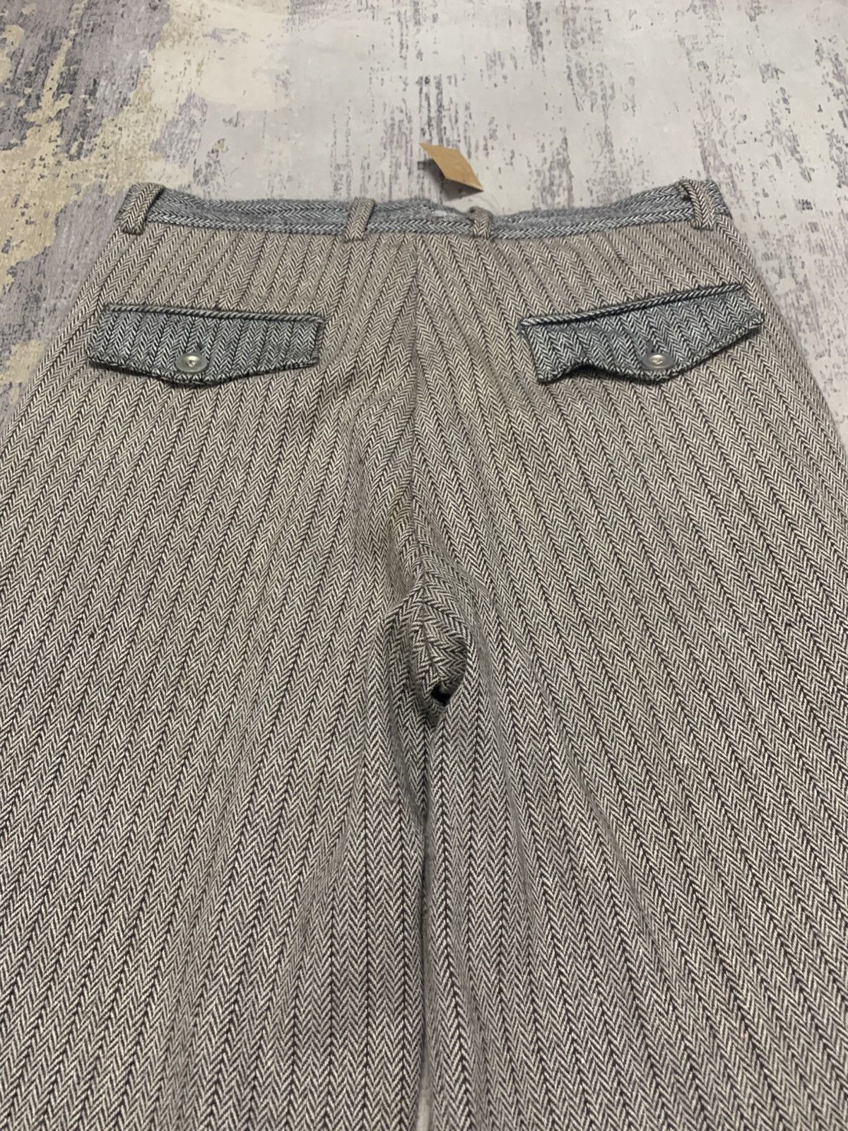 Japanese Brand Vintage 70s Striped Wide-Leg Wool Trousers Flap Pockets Size US 32 / EU 48 - 8 Thumbnail