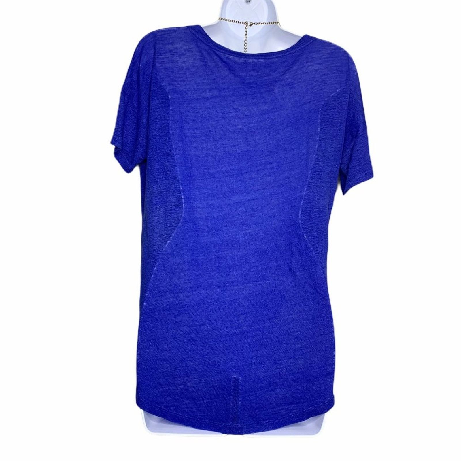 J.Crew J.Crew Summer Bold Blue Linen Relaxed Light T-Shirt XS Scoop Size XS / US 0-2 / IT 36-38 - 3 Thumbnail