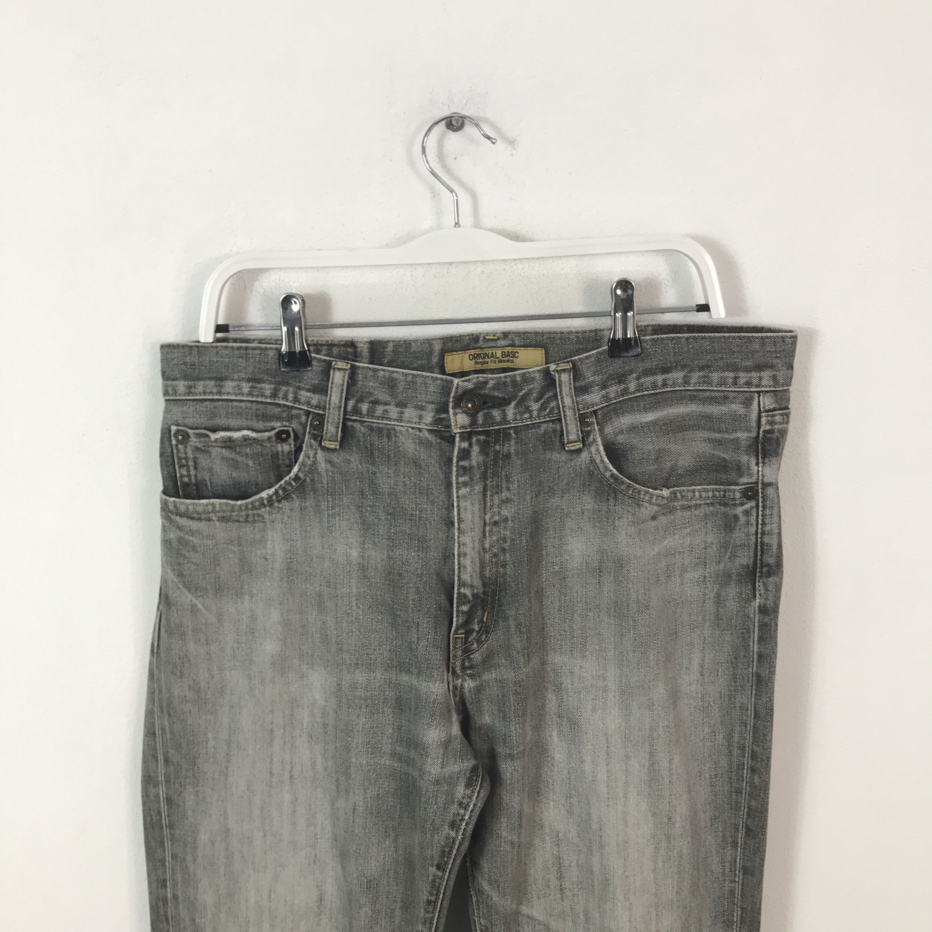 Japanese Brand Flared uniqlo japan Bootcut Denim black pants K54B18 Size US 35 - 2 Thumbnail