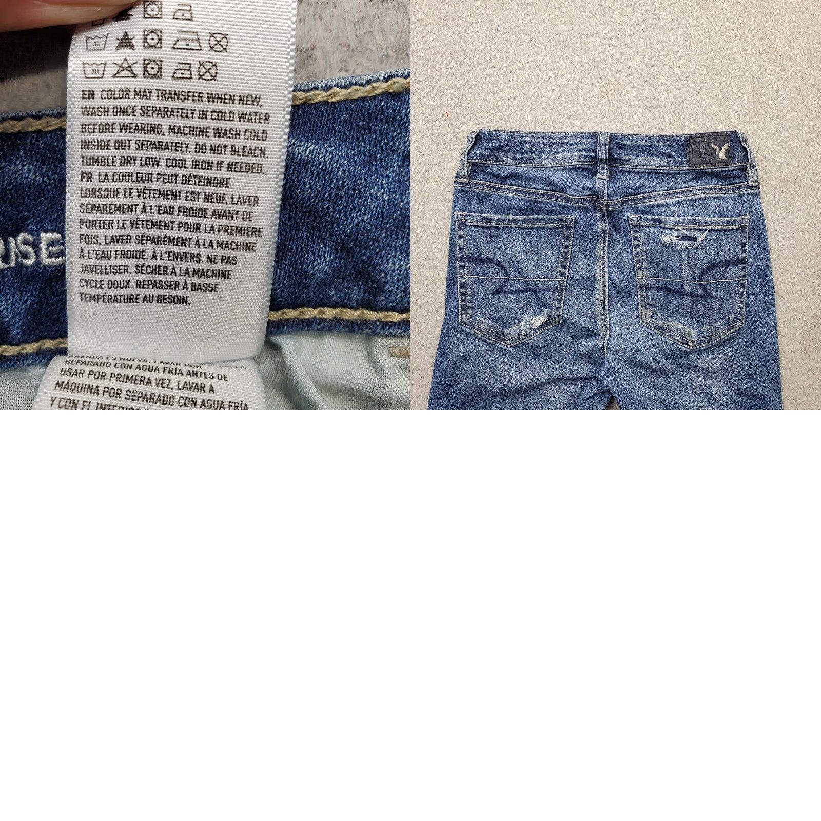 American Eagle Outfitters American Eagle Outfitters Jegging Jeans Womens 4 Blue Denim Cotton Stretch High-Rise Ripped Jeans Size 27" / US 4 / IT 40 - 8 Thumbnail