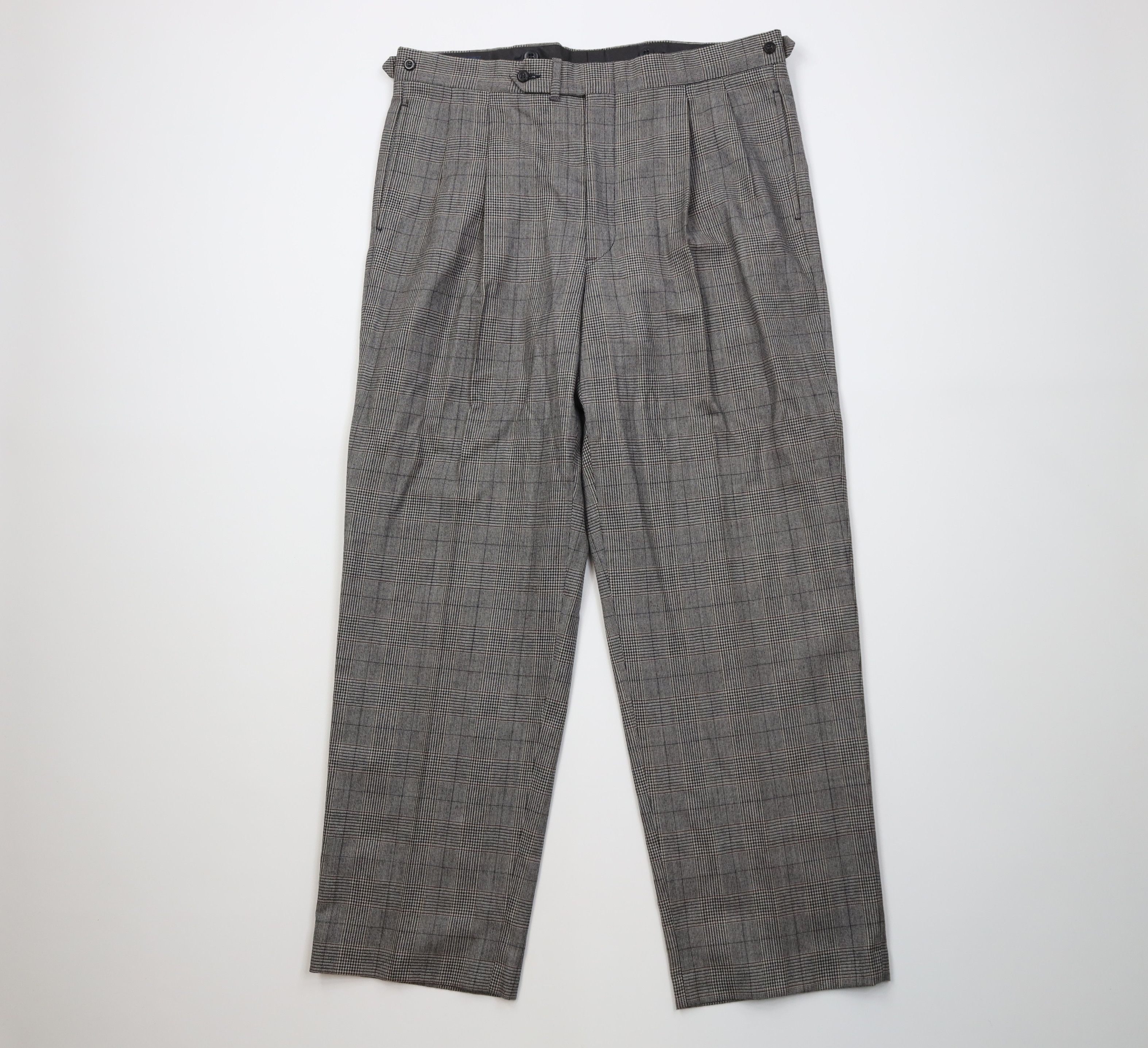 Vintage Vintage 70s Streetwear Knit Wide Leg Chino Pants Plaid USA Size US 34 / EU 50 - 1 Thumbnail