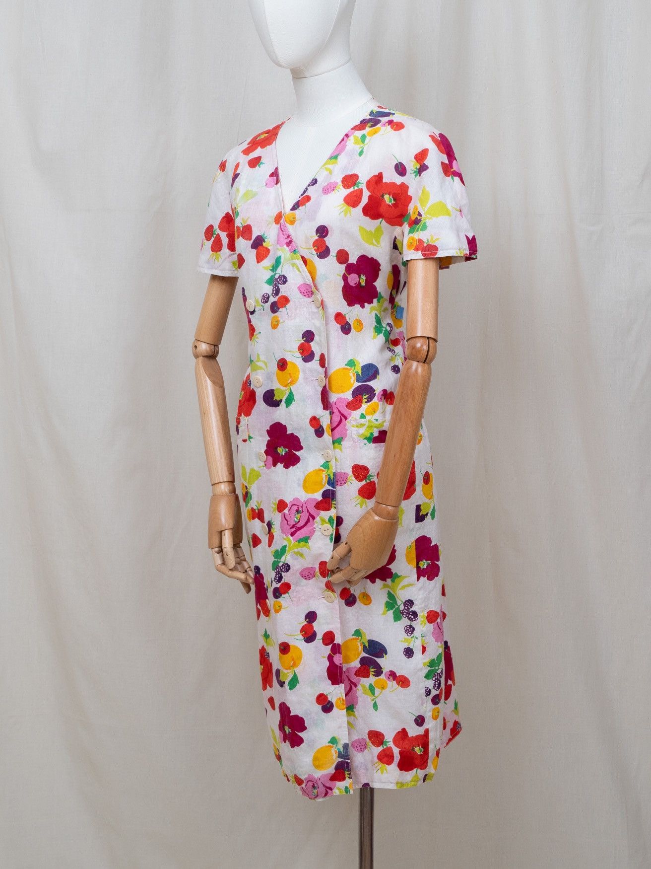 Gucci Gucci | 1980s Floral & Fruit Print Dress Size M / US 6-8 / IT 42-44 - 3 Thumbnail