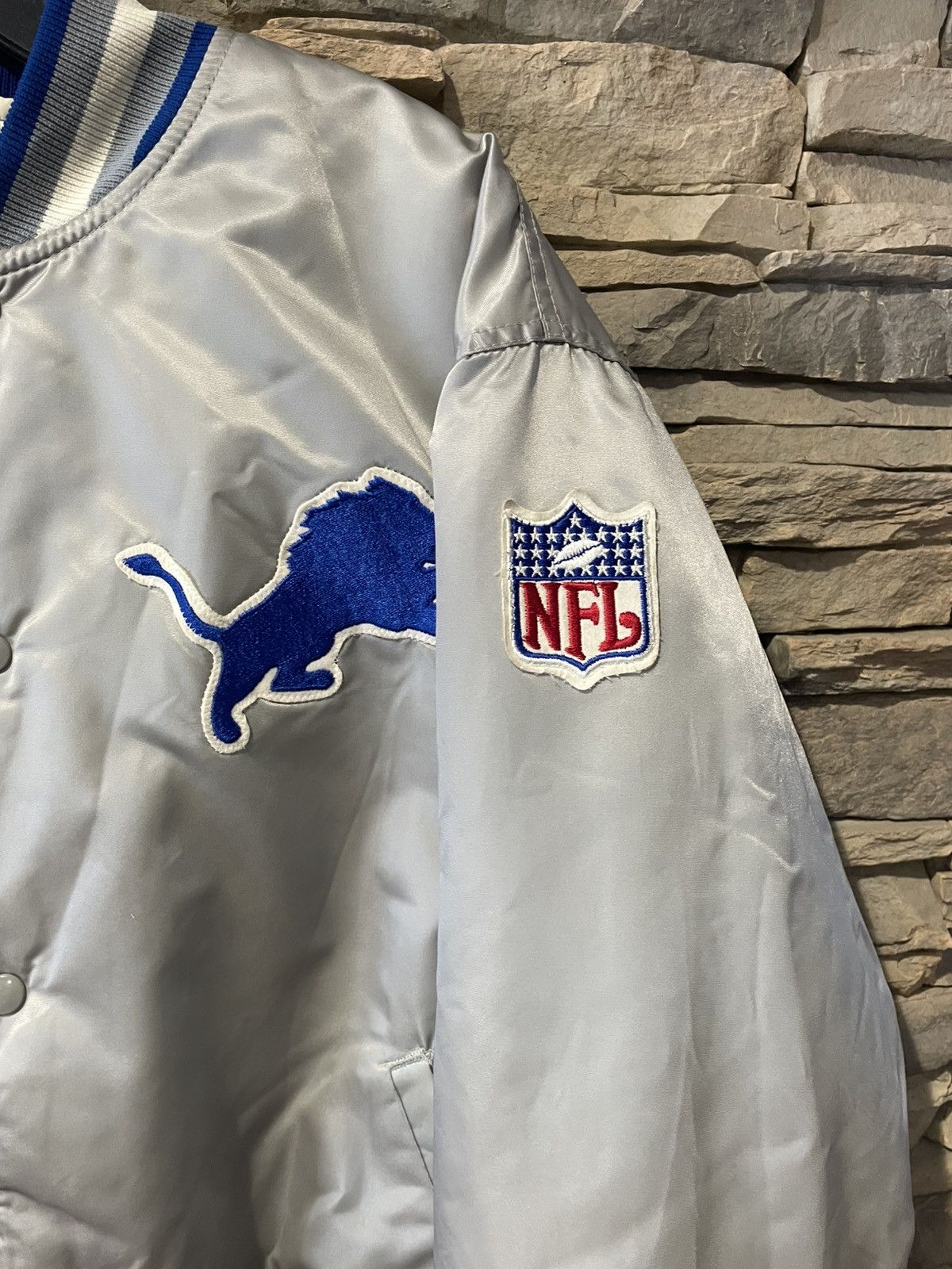 Starter Rare Vintage 80s Detroit Lions Stater Satin Jacket Size US XXL / EU 58 / 5 - 5 Thumbnail