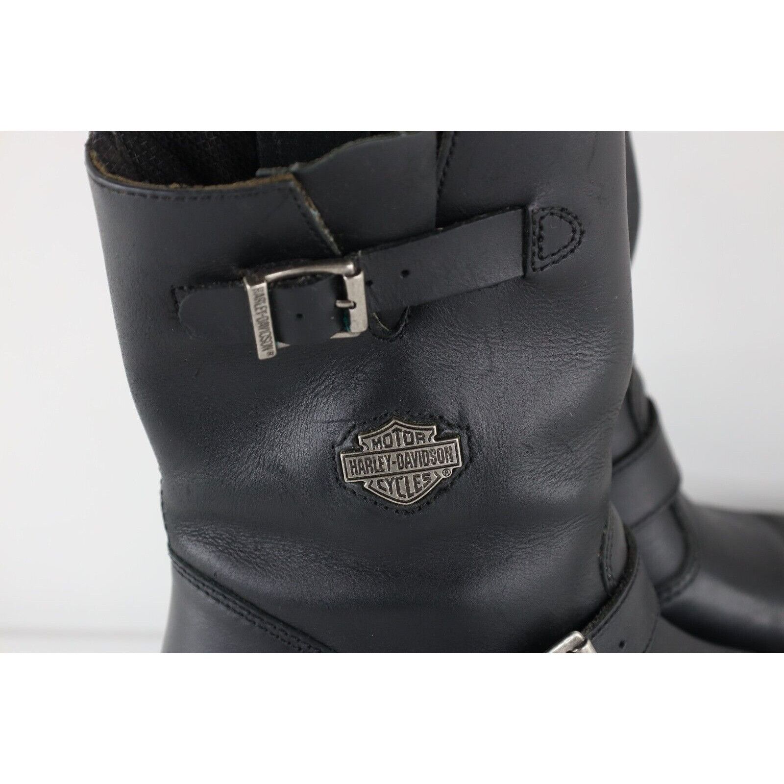 Harley Davidson × Vintage Vintage 90s Harley Davidson Leather Buckle Heeled Boots Size US 8 / IT 38 - 5 Thumbnail