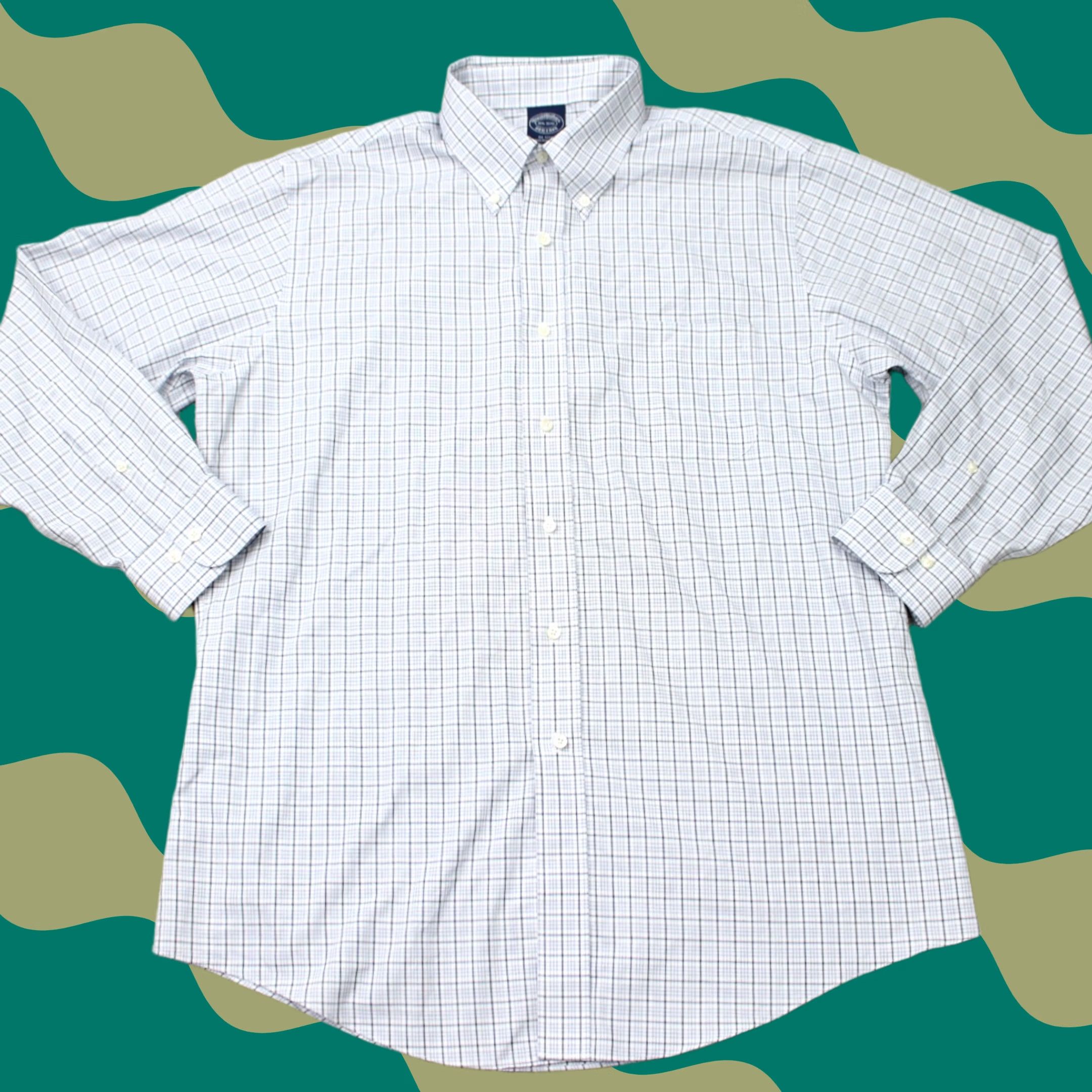 Brooks Brothers Brooks Brothers Shirt Mens 16.5 Blue White Non Iron Cotton Long Sleeve Size US XL / EU 56 / 4 - 1 Thumbnail