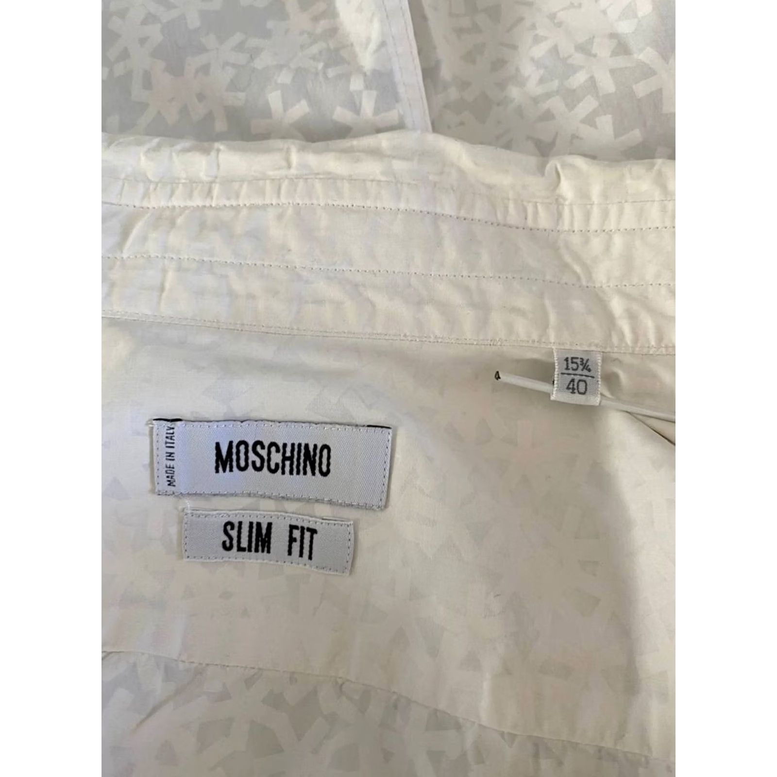 Moschino Moschino Shirt Mens Size 40 White Short Sleeve Button Down Slim Fit Size US L / EU 52-54 / 3 - 3 Thumbnail