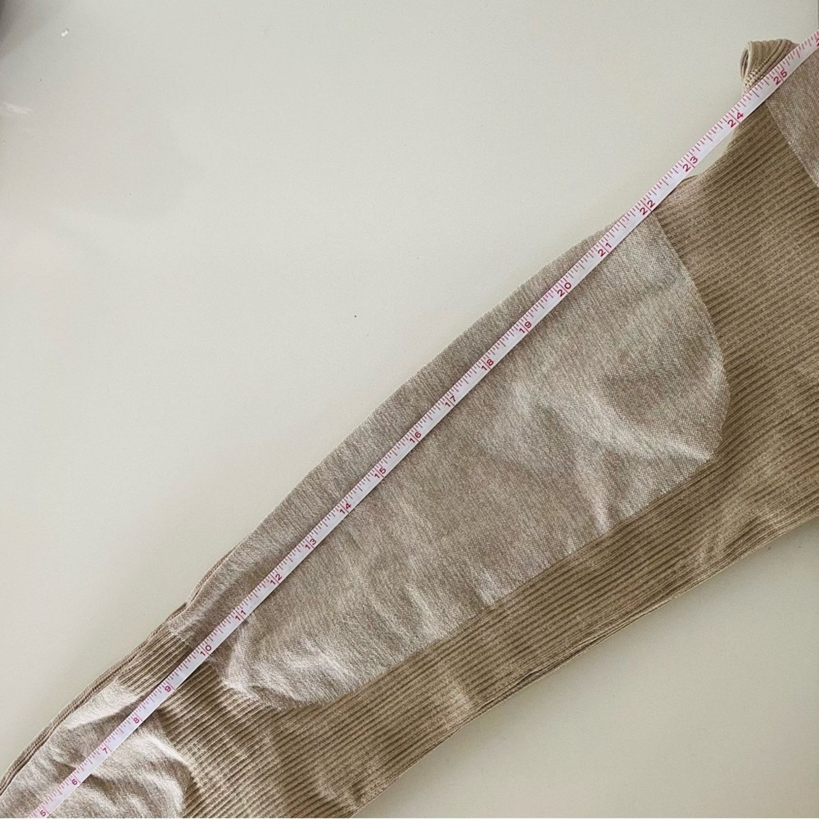 Nine One Seven NEW Tan Cream Beige Colorblock Stripe Ribbed Knit Leggings Size 30" / US 8 / IT 44 - 8 Thumbnail
