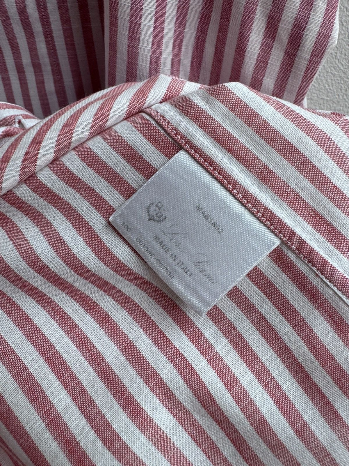 Loro Piana Loro Piana Striped Cotton Button Up Shirt Long Sleeve Pink Size US XXL / EU 58 / 5 - 19 Thumbnail