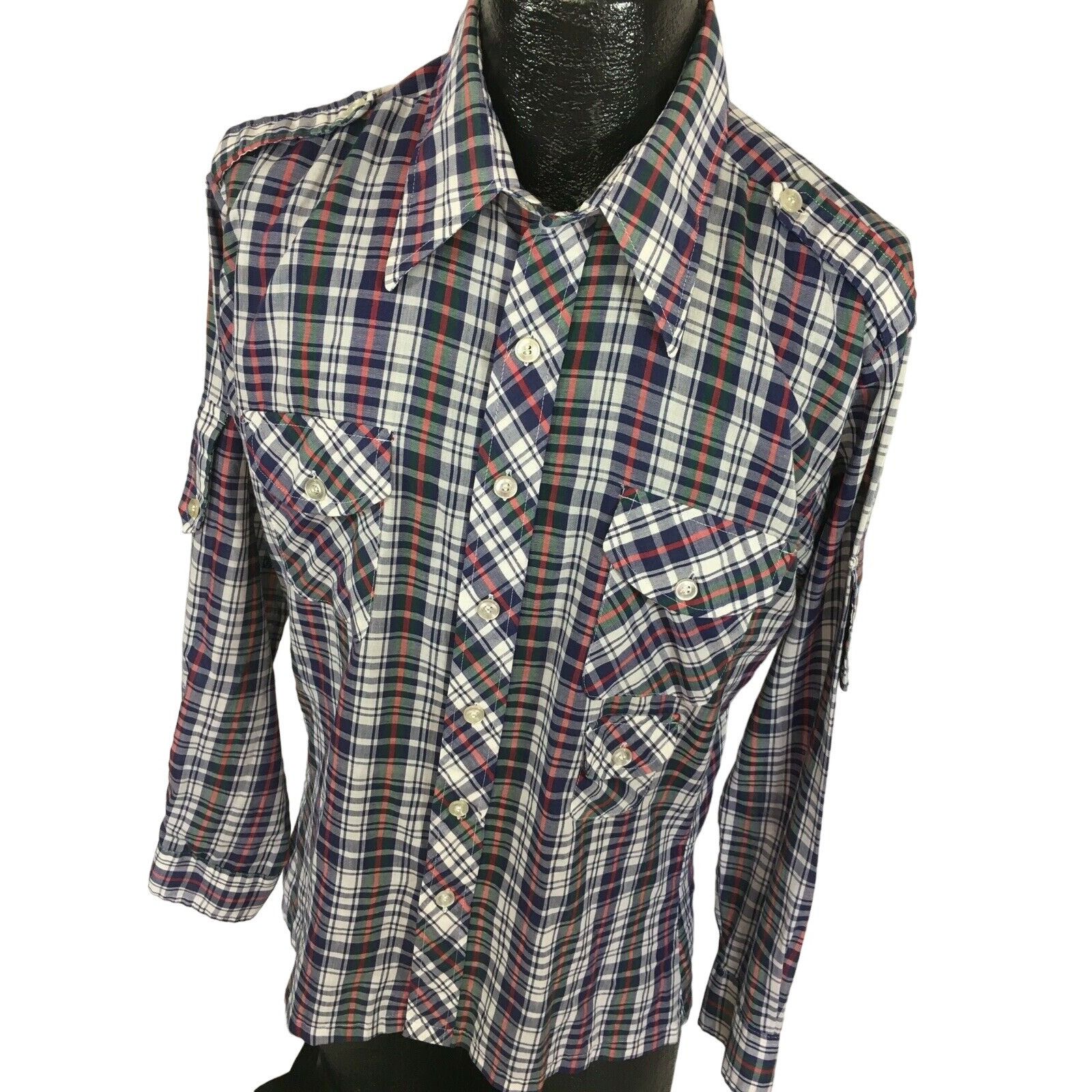 Other Vtg Monzini PLAID Military Trim Pocket Hippie Mod Shirt Size US L / EU 52-54 / 3 - 2 Thumbnail