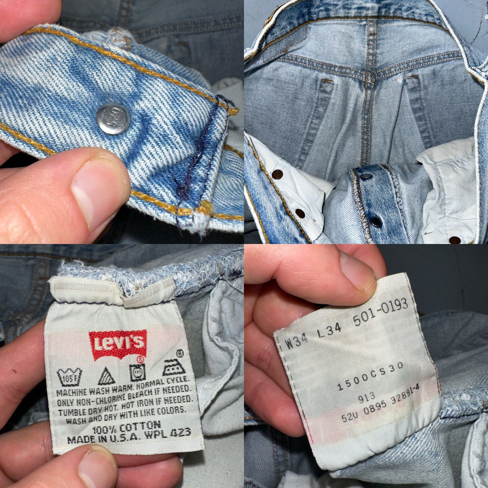 Levi's VINTAGE Levi's 501 Jeans ClassiC 90s USA Blue Light Wash 34x34 Regular Mens Straight Denim 34 Inseam Button Closure Gap 501 Series Size US 34 / EU 50 - 9 Thumbnail