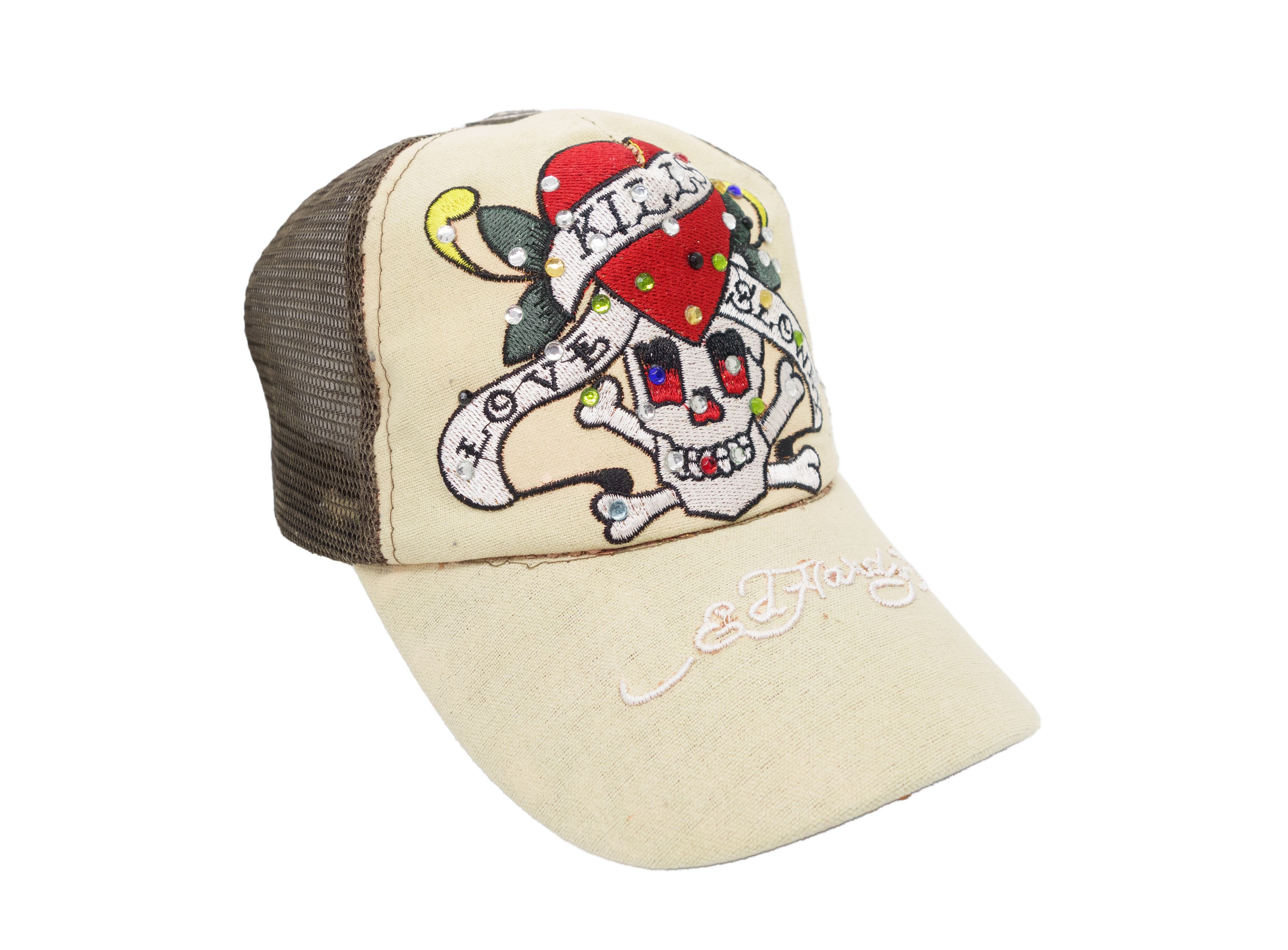 Ed Hardy Y2K Love Kills Slowly Skull Rhinestone Trucker Hat Size ONE SIZE - 1 Thumbnail
