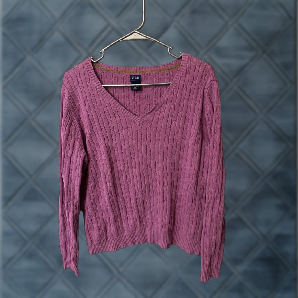 Izod Izod Women's Logo Sweater Long Sleeve Cable Knit Purple XL Size XL / US 12-14 / IT 48-50 - 1 Thumbnail