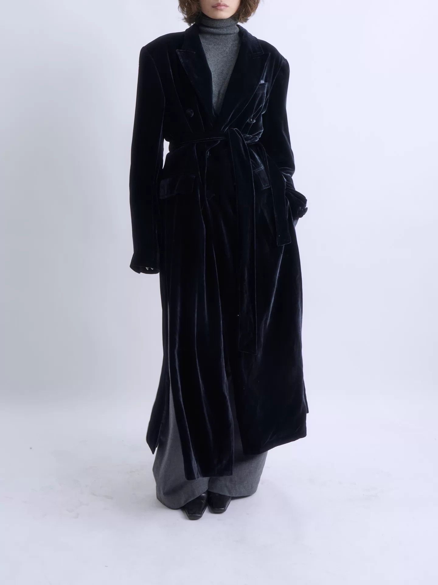 Other BY MAISON SANS TITRE blue velvet double-breasted coat Size L / US 10 / IT 46 - 6 Thumbnail