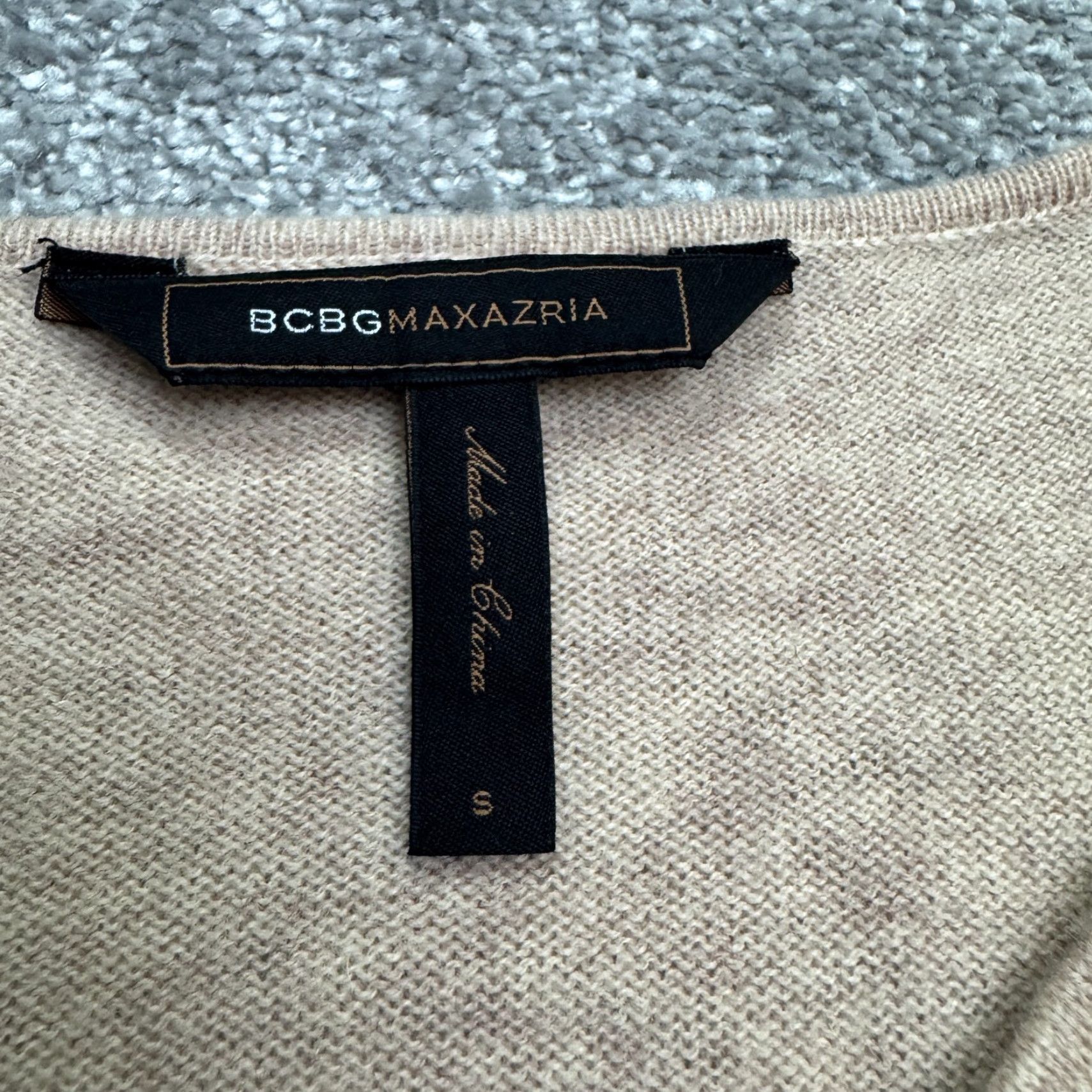 Bcbgmaxazria BCBGMaxazria Wool Midi Sweater Dress Womens 2XL Beige Blue Roll Tab Sleeve V-Neck Knit Zipper Short Sleeve Casual Workwear Modern Designer Holiday Size XXL / US 16-18 / IT 52-54 - 5 Thumbnail
