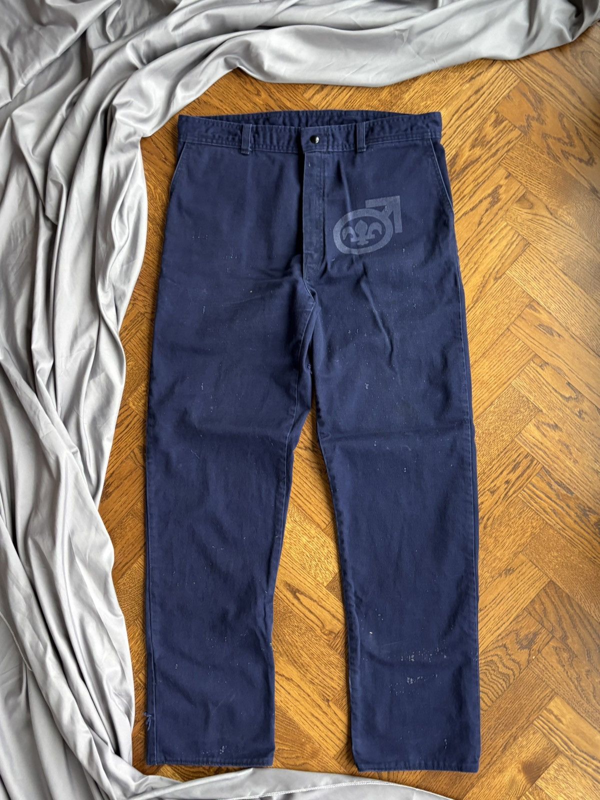 Carhartt × Vintage Vintage Bleu de Travail Work Pant Quebec Fleur Lys Stamped Size US 37 - 2 Thumbnail