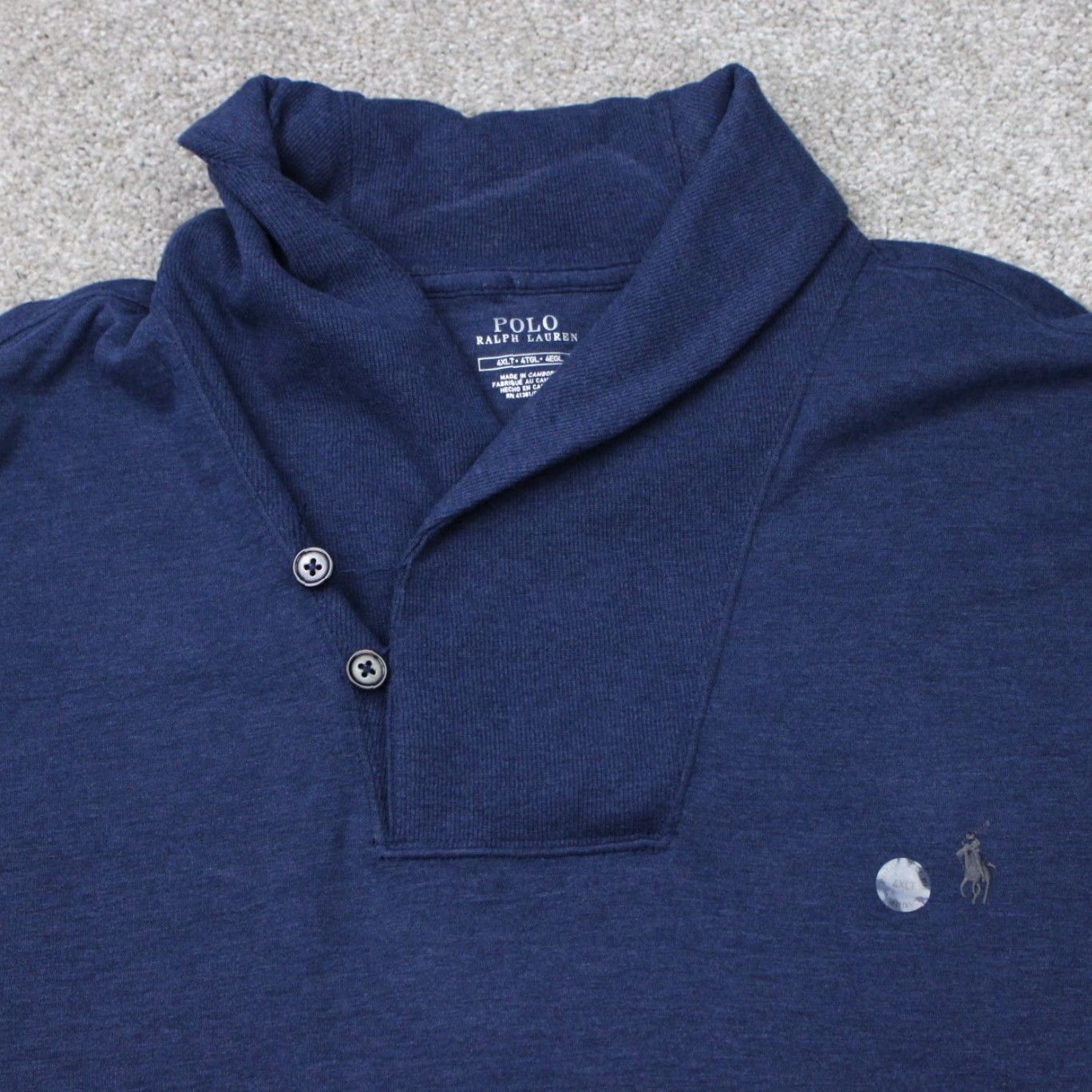 Polo Ralph Lauren Polo Ralph Lauren Sweatshirt Pullover Knit Big & Tall 4XLT Blue Mens S/L Casual Workwear Pattern Solid Logo Mock Neck Pullover Size US XXL / EU 58 / 5 - 3 Thumbnail
