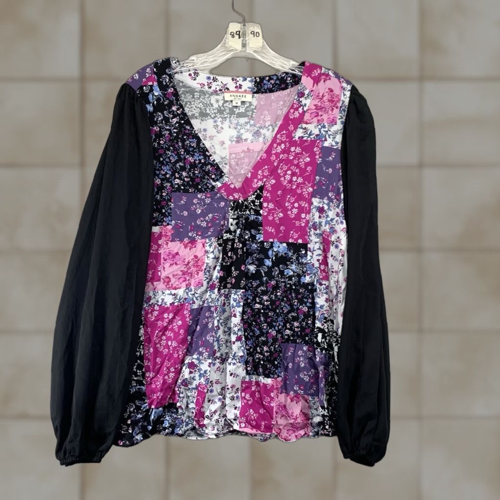 Pinko Andree By Unit Women’s Blouse Shirt Tunic 1X Plus Size Multicolor Floral Patchwork Boho Hippie V-Neck Pullover Relaxed Fit Casual Shirt Womens Size XL / US 12-14 / IT 48-50 - 1 Thumbnail