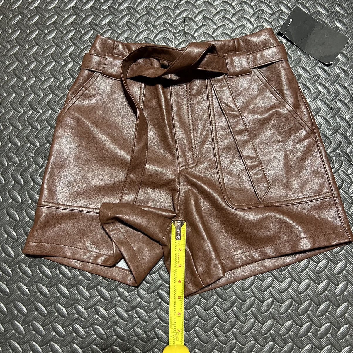 Other Bagatelle Collection Paperbag Shorts Pleather Belted XS NEW Size 25" / US 0 / IT 36 - 7 Thumbnail