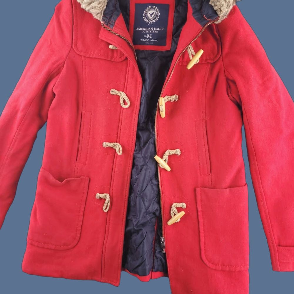 American Eagle Outfitters VINTAGE American Eagle Coat Womens Medium Red Wool Overcoat Long Quilted Size M / US 6-8 / IT 42-44 - 1 Thumbnail