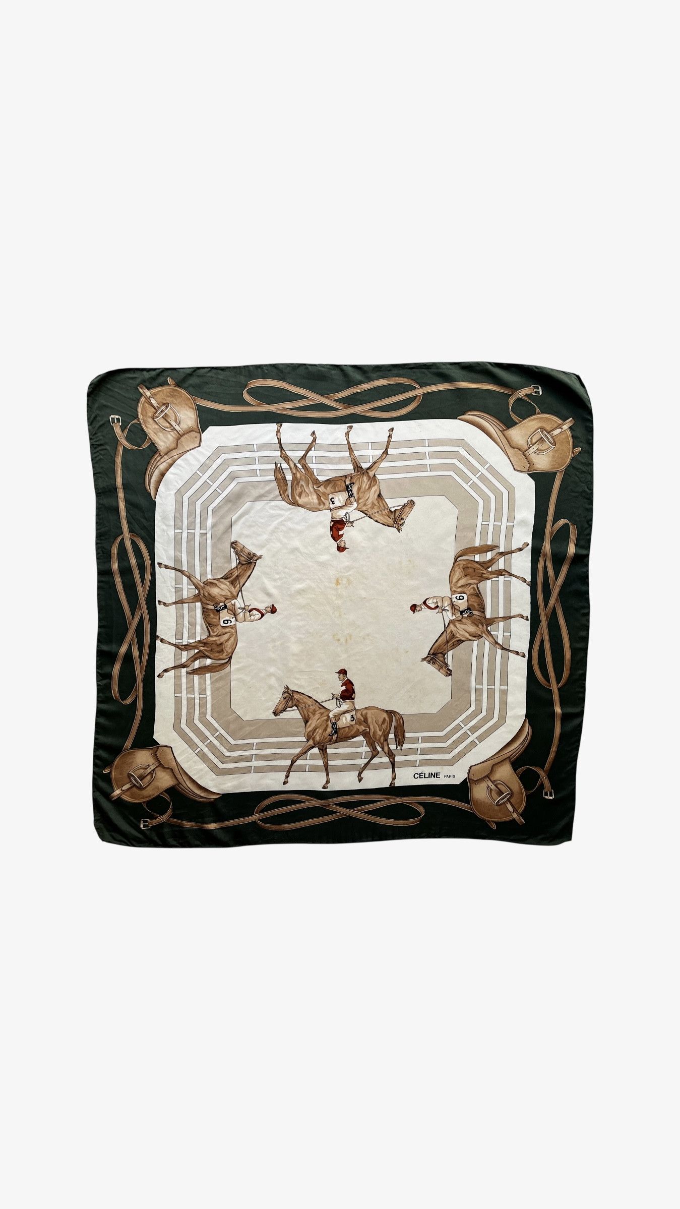 Celine Vintage 80s Celine Paris Equestrian Print Silk Scarf Size ONE SIZE - 1 Thumbnail