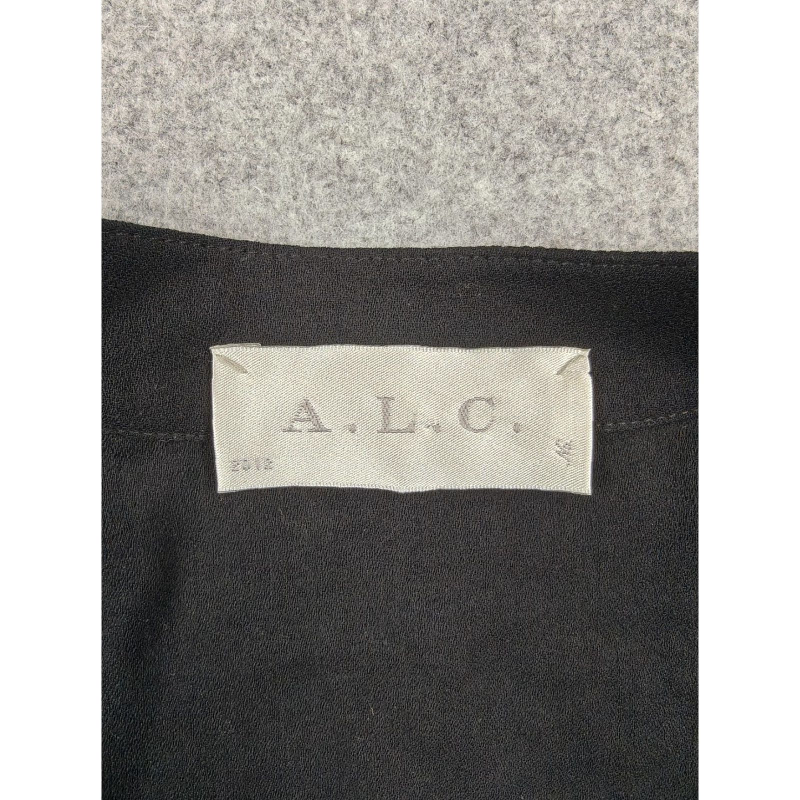 Vintage A.L.C. Coat Womens M Black Viscose Belted Silk Lined Trench Collarless Jacket/Coat Mid-Length 60s? No Vintage Womens Size M / US 6-8 / IT 42-44 - 6 Thumbnail