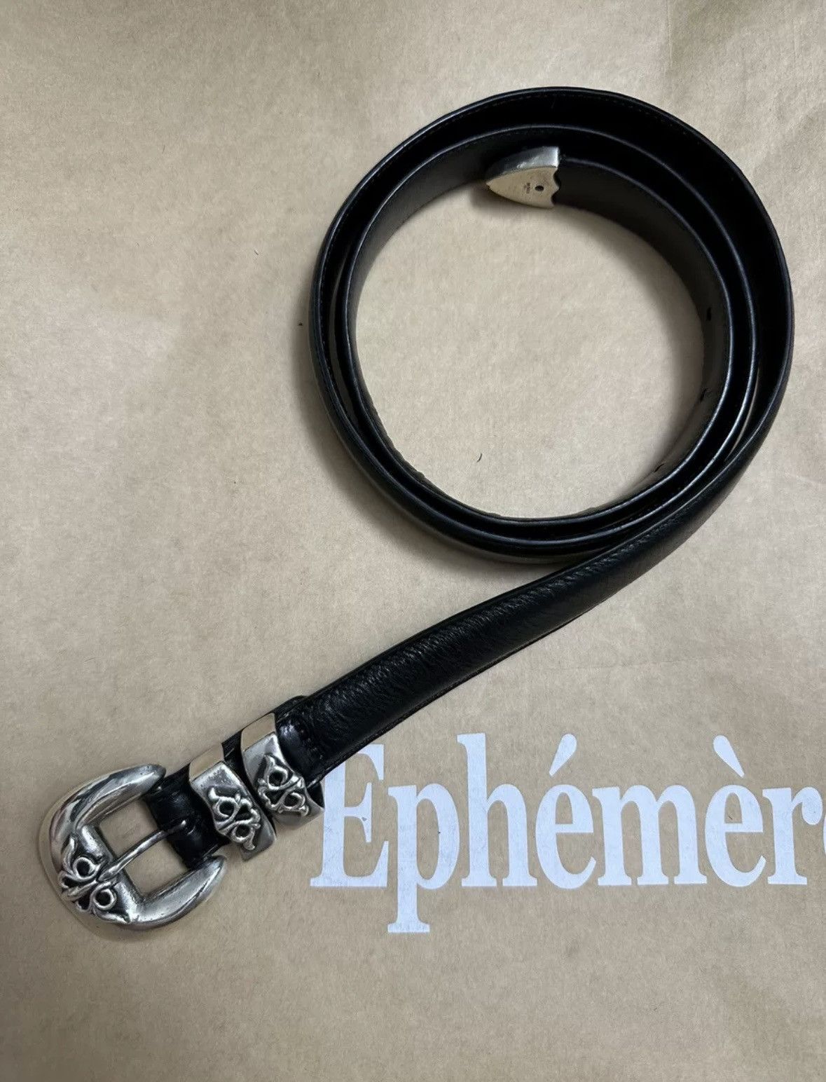 Pre-owned Chrome Hearts Cat Claw Belt In Black