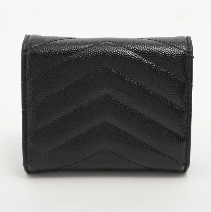 V Stitch Leather Compact Wallet