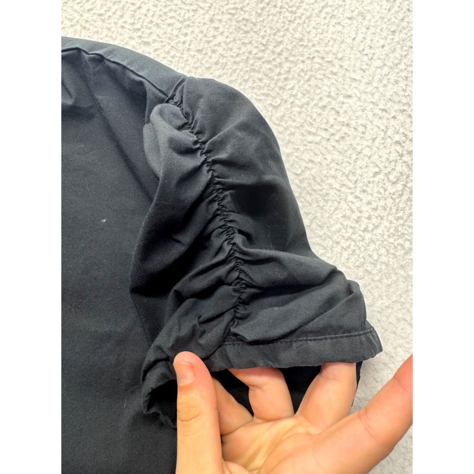 Old Navy Old Navy Womens Black Short Sleeve Shirt XL Button-Down Ruched Sleeve Cotton Nylon Spandex Womens XL Black Shirt Size XL / US 12-14 / IT 48-50 - 3 Thumbnail