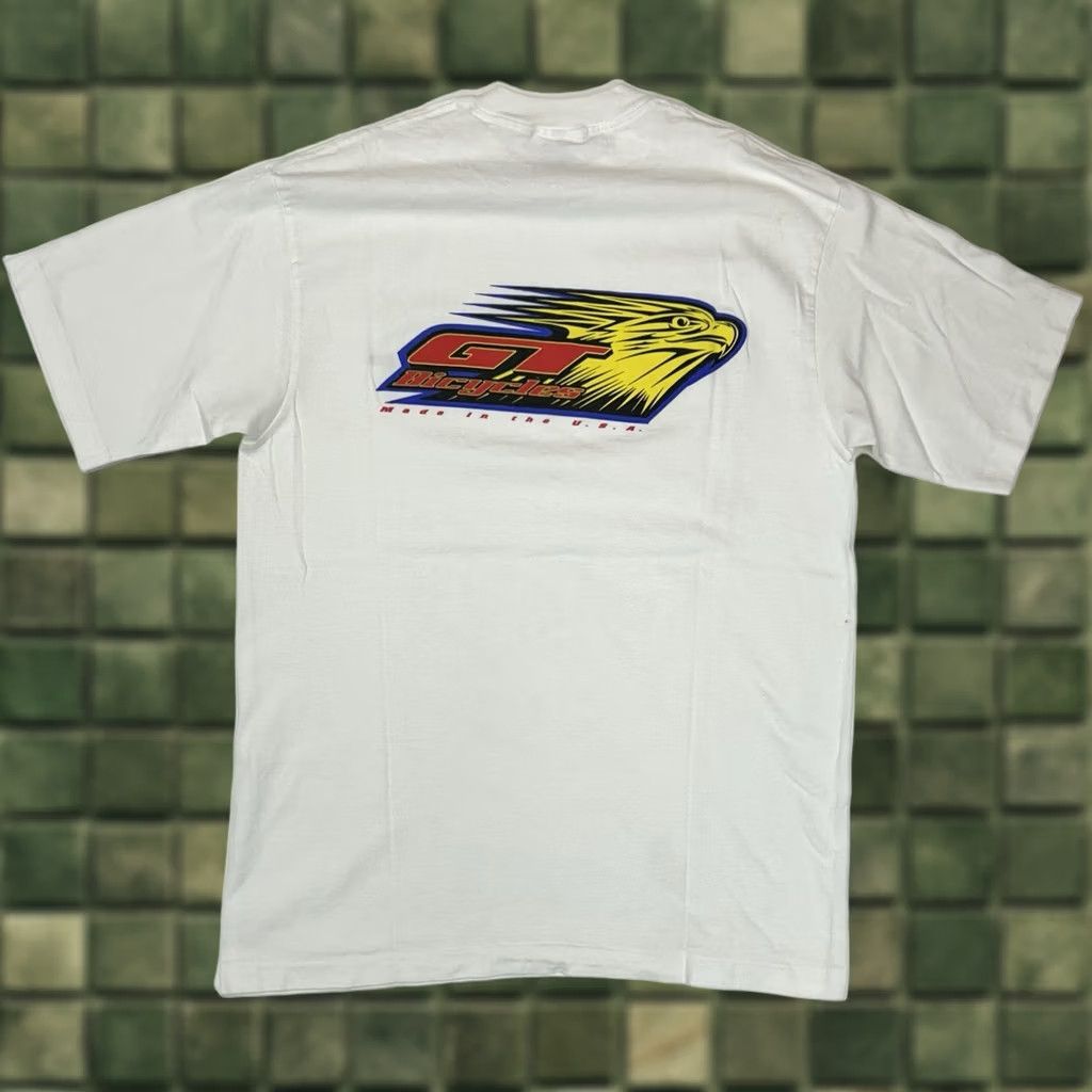 J Brand VINTAGE GT Bicycles BMX Brand Front And Back Graphic Tee USA Large Rare 1990s Shirt Mens/Ladies White Cotton Bicycles 90s GT Bicycles Tee Size US L / EU 52-54 / 3 - 1 Thumbnail