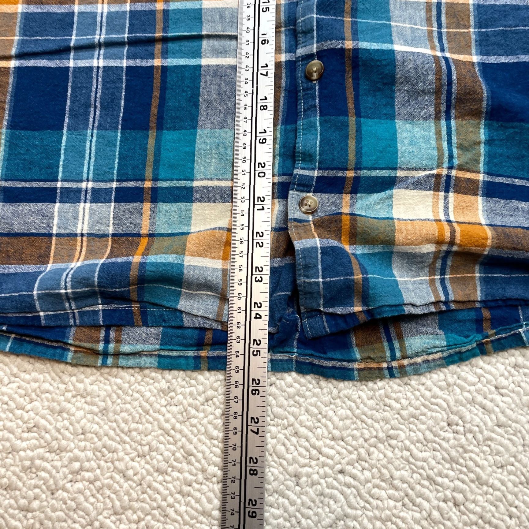 Old Navy Old Navy Button Up Shirt Mens 2XL Blue Plaid Short Sleeve Linen Blend Camp Top Size US XXL / EU 58 / 5 - 5 Thumbnail