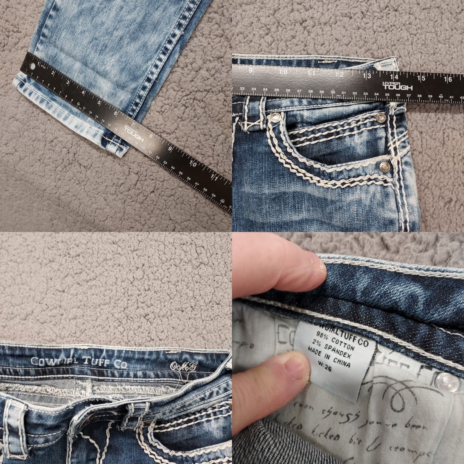 CO Cowgirl Tuff CO Capris Womens Size 26 Distressed Embroidered Low Rise Denim Size ONE SIZE - 8 Thumbnail
