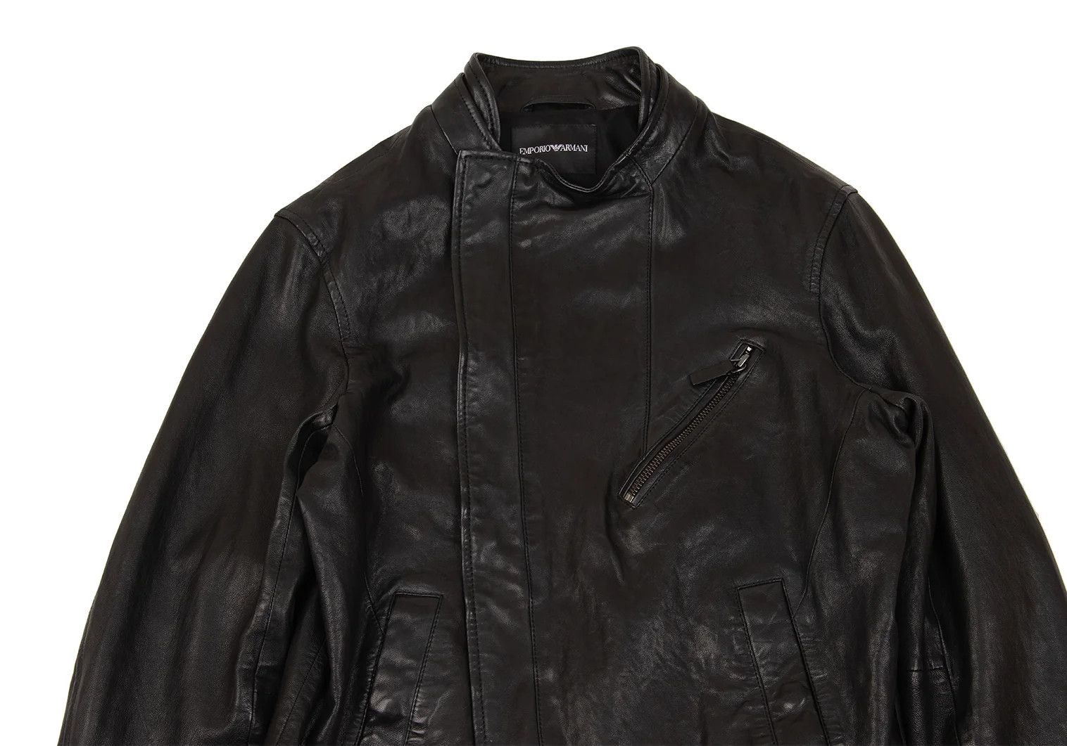 Emporio Armani Sheep Leather Rider Jacket in Black, Size 48 Size US M / EU 48-50 / 2 - 2 Thumbnail
