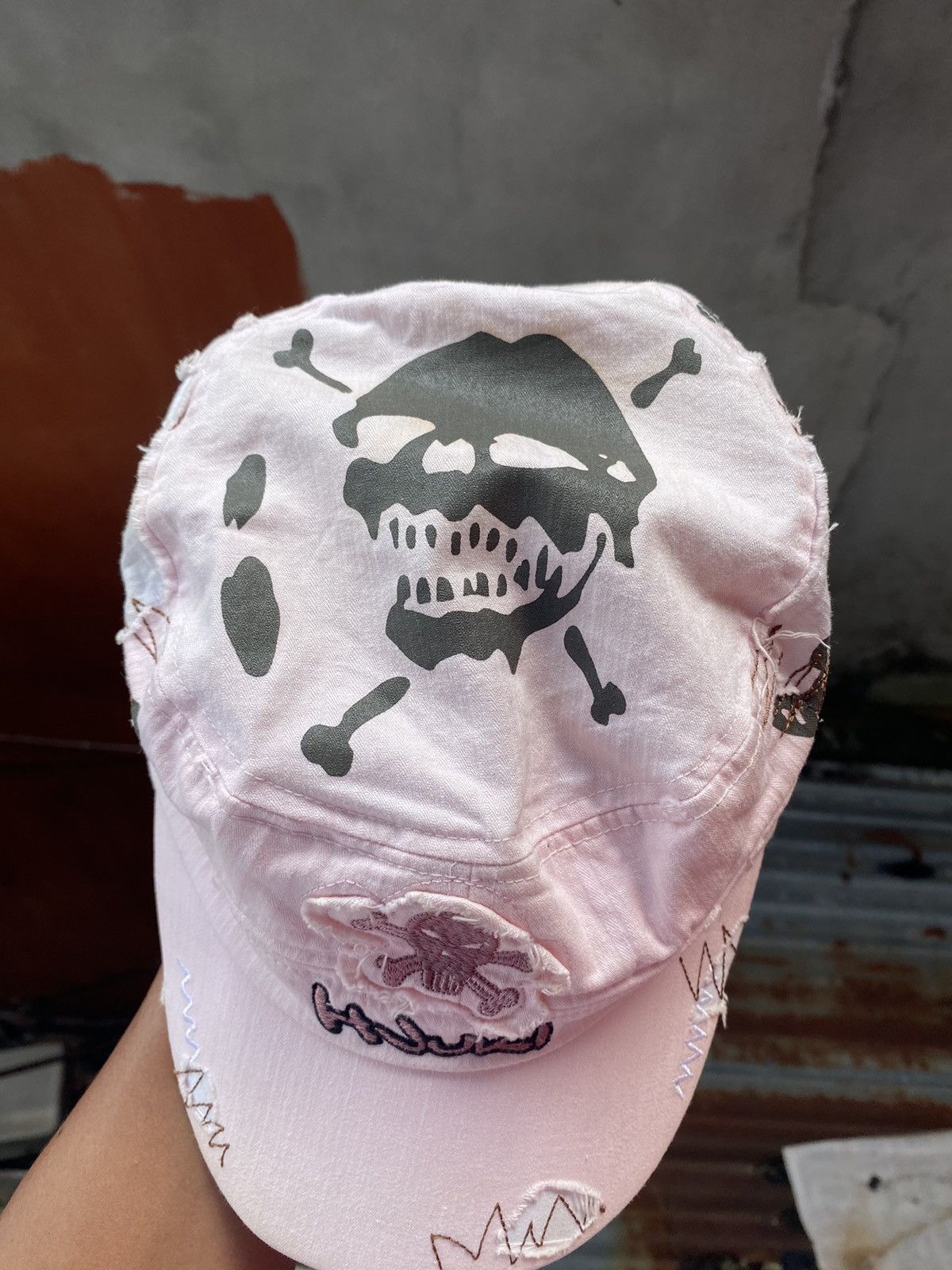 If Six Was Nine × Japanese Brand × Le Grande Bleu (L.G.B.) Skull distressed patrol cap Size ONE SIZE - 6 Thumbnail