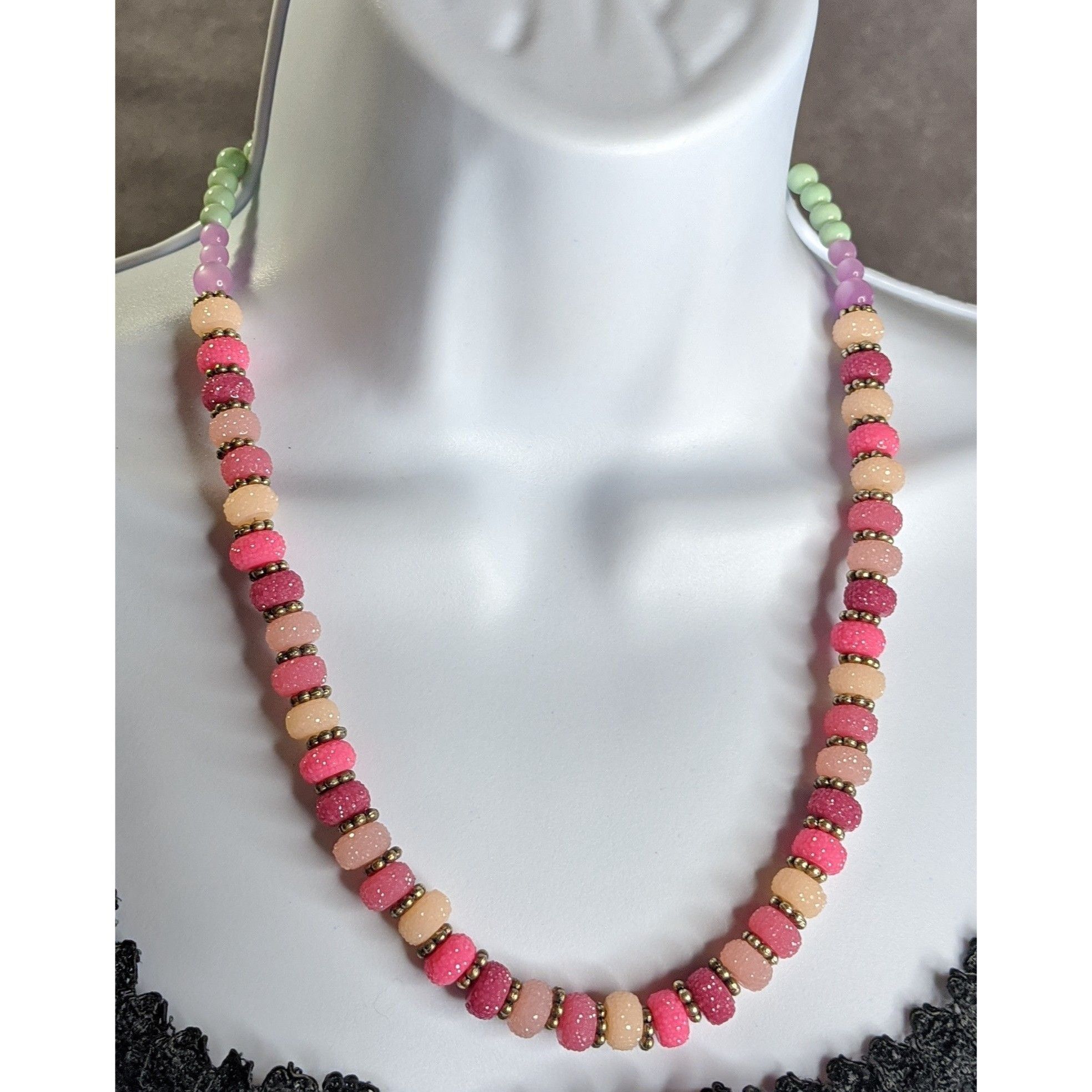 Other Colorful Jelly Beaded Necklace With Pastel & Glitter Accents Size ONE SIZE - 4 Thumbnail