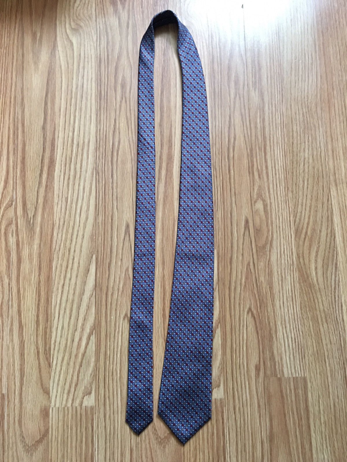 Vintage Nina Ricci Paris Vintage Blue Chains Design Silk Mens Tie Size ONE SIZE - 6 Thumbnail