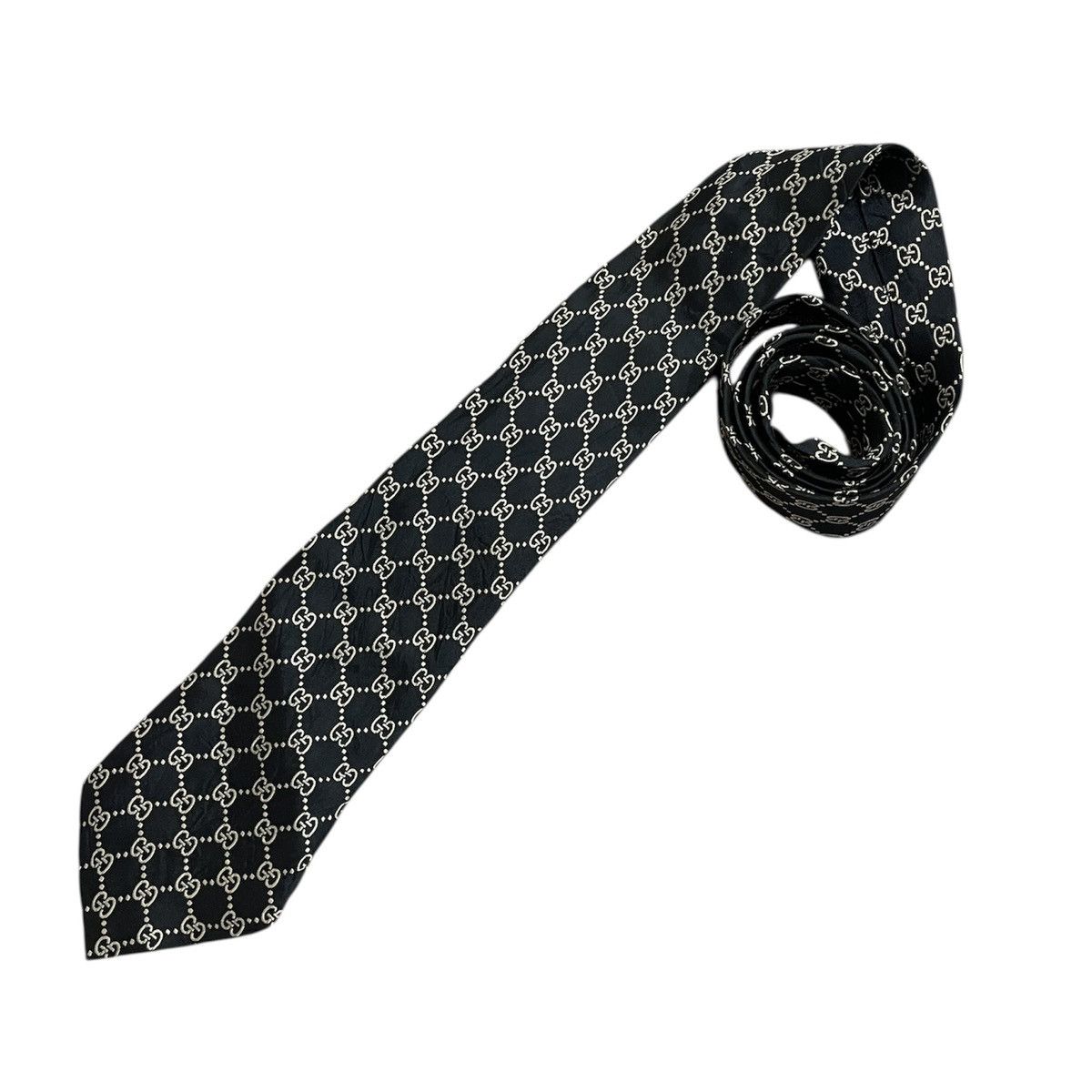 Gucci Gucci Silk Monogram Black Tie Size ONE SIZE - 1 Thumbnail